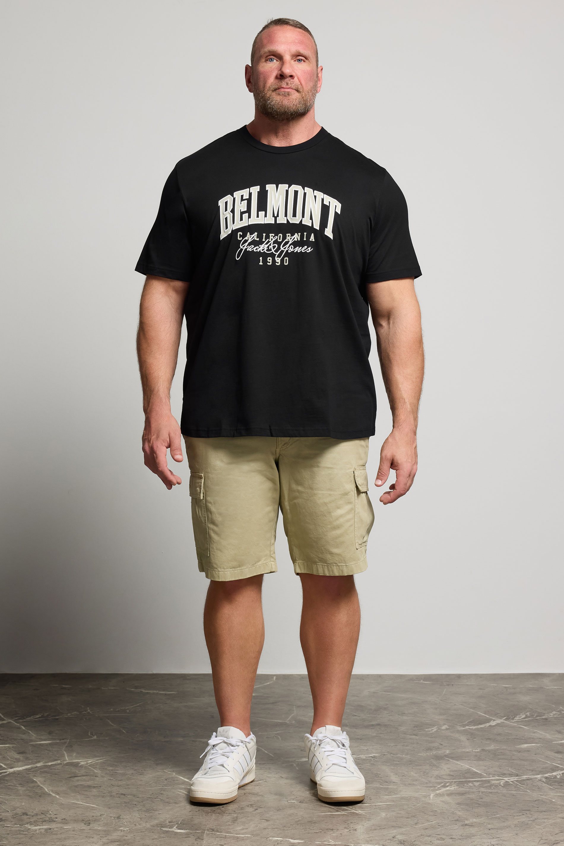JACK & JONES Big & Tall Black 'Belmont' Slogan T-Shirt | BadRhino 2