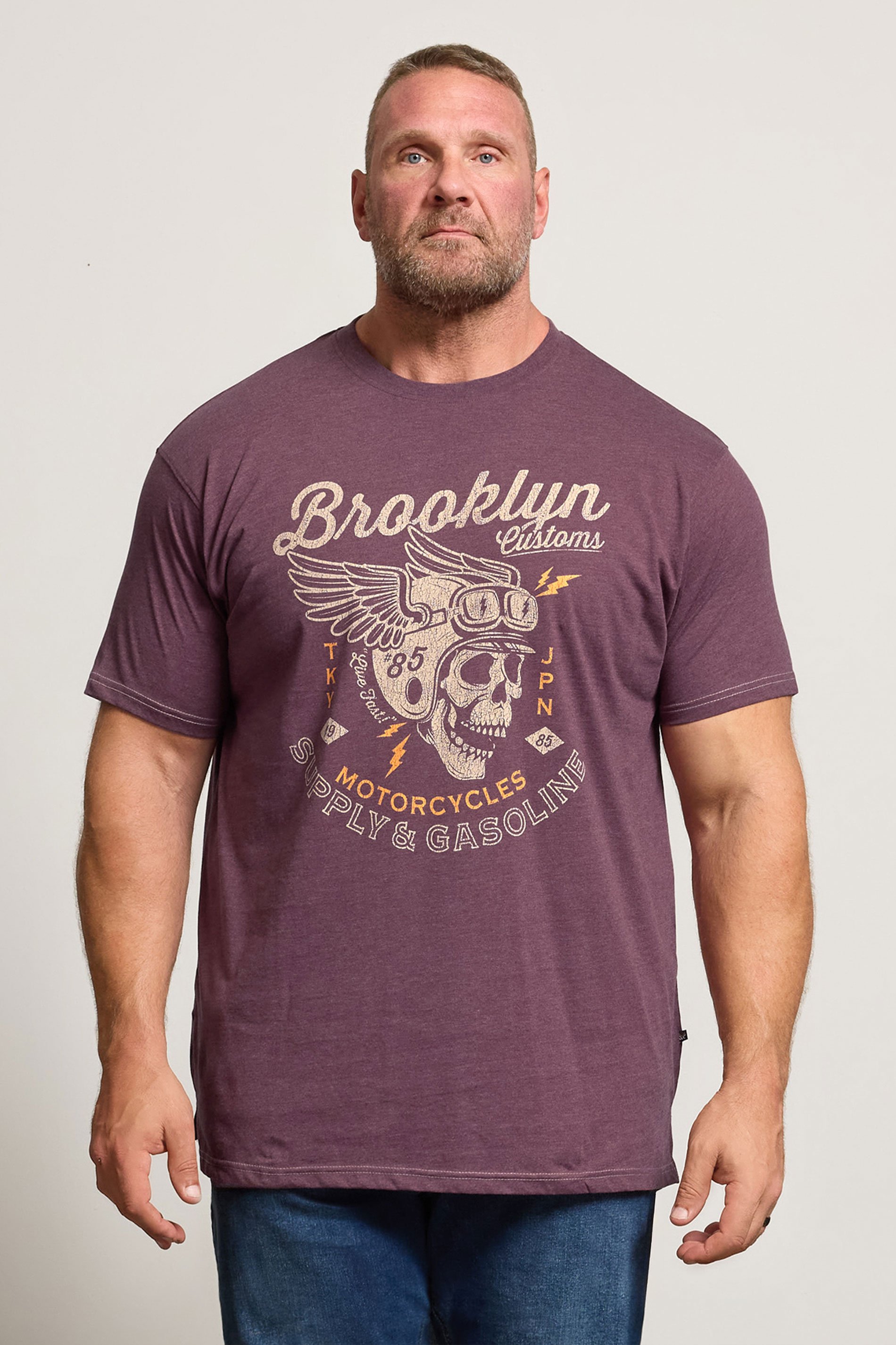 KAM Big & Tall Fig Purple Brooklyn Motorbike Graphic Print T-Shirt | BadRhino 1