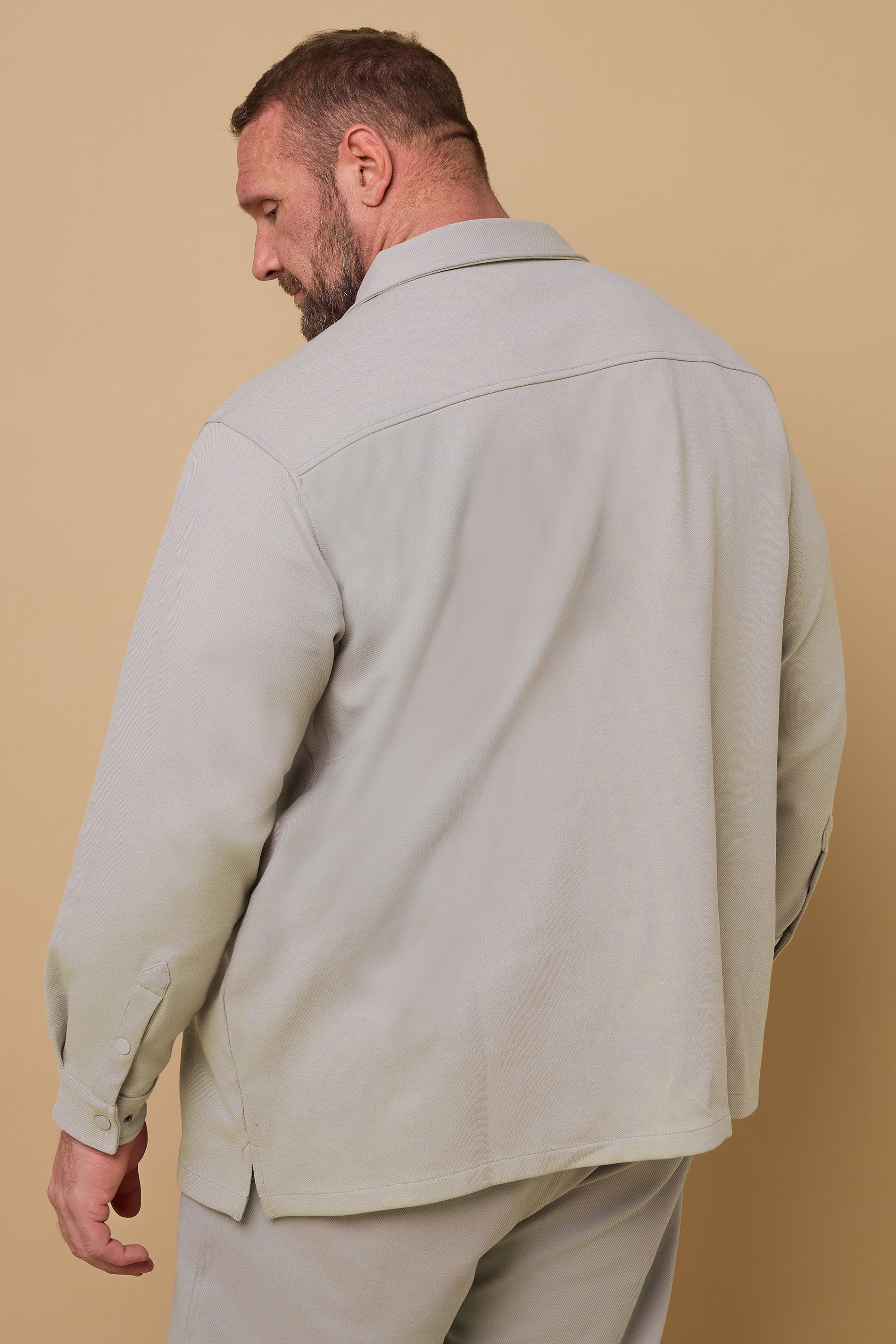 BadRhino Big & Tall Natural Brown Textured Jersey Shacket | BadRhino 4