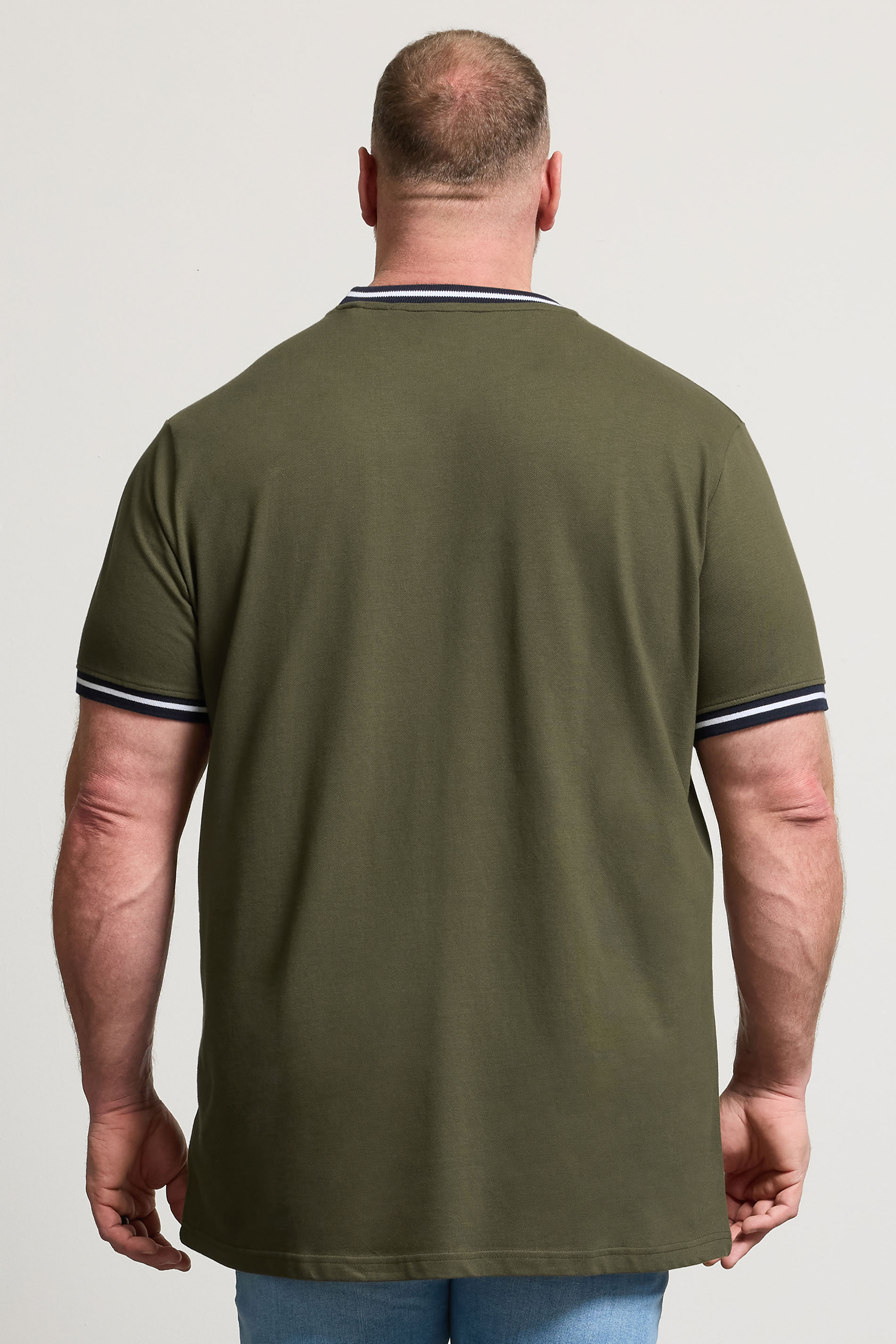 BadRhino Big & Tall Olive Green Extra Long Pique Ringer T-Shirt | BadRhino 4