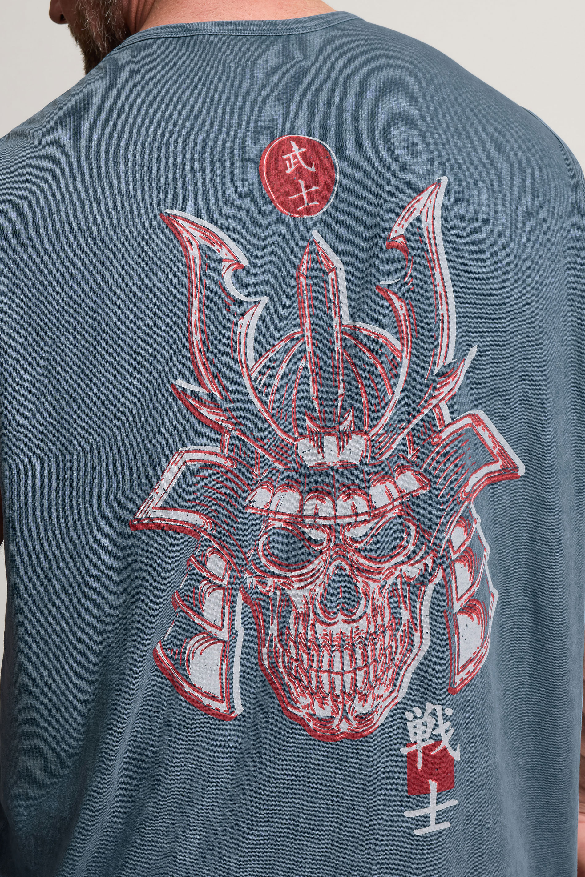 BadRhino Big & Tall Blue Acid Wash Japanese Skull Graphic Vest | BadRhino 6