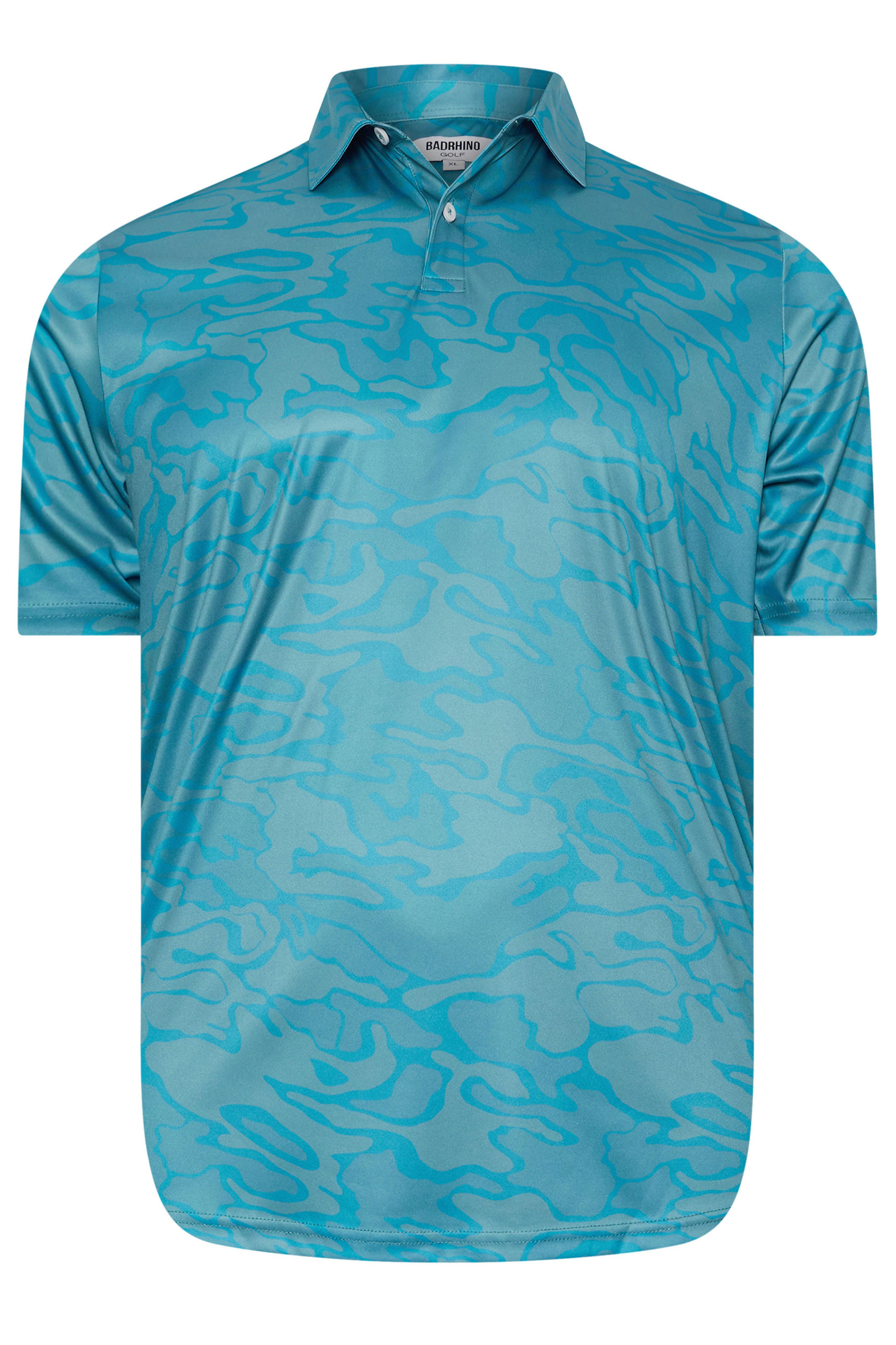 BadRhino Golf Big & Tall Blue Camo Print Polo Shirt | BadRhino 4
