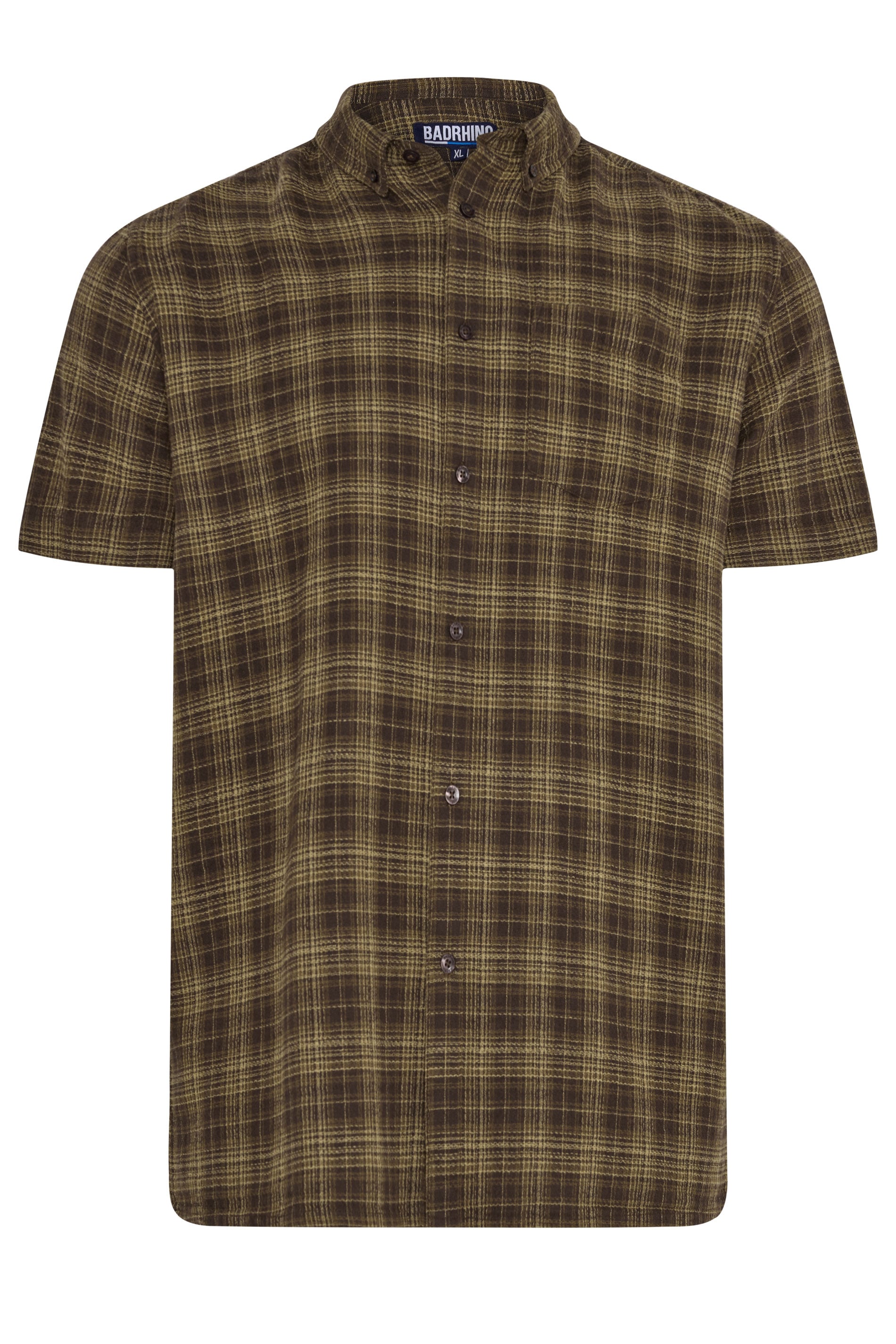 BadRhino Big & Tall Brown Check Stripe Short Sleeve Shirt | BadRhino 5