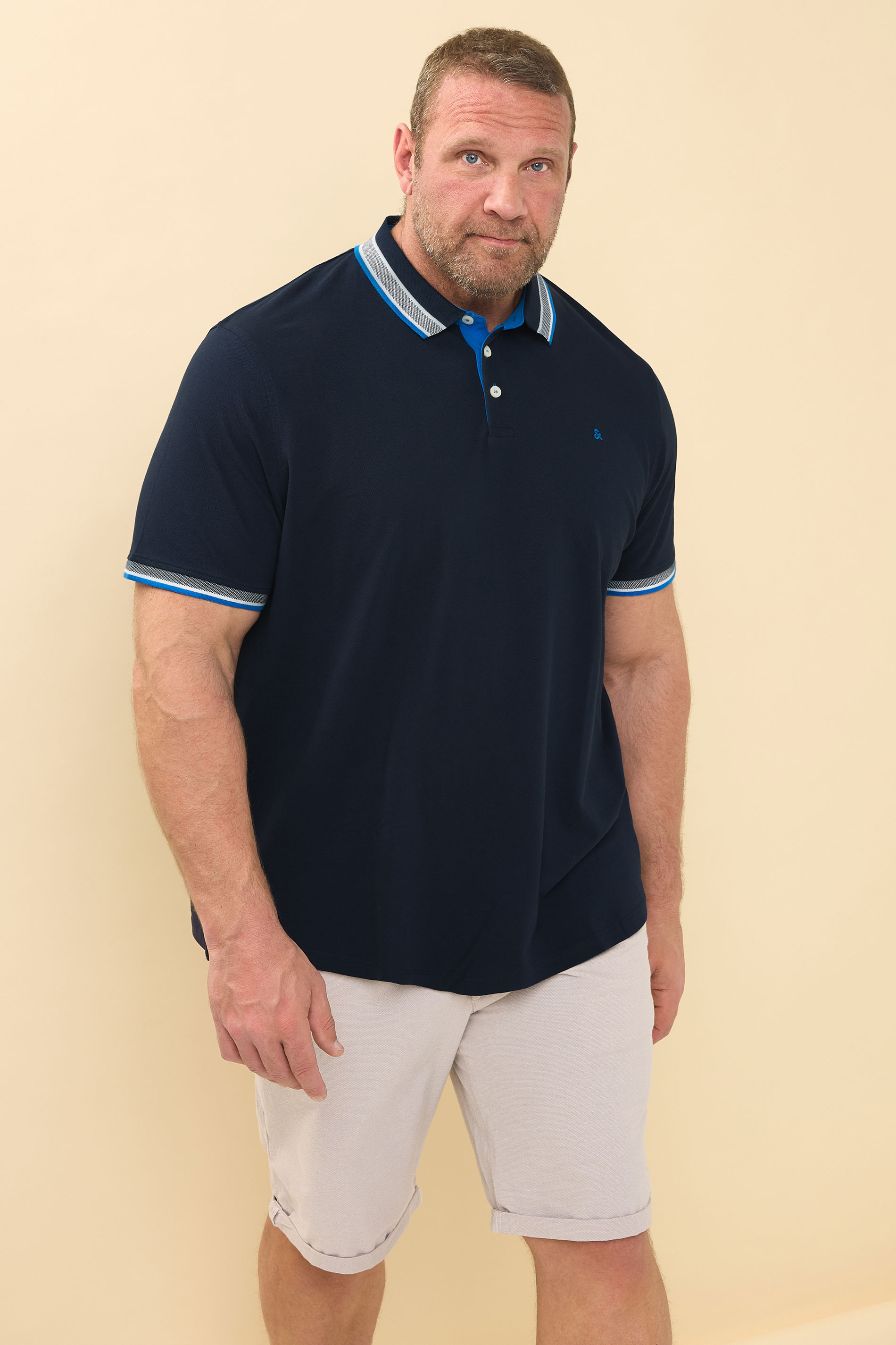 JACK & JONES Big & Tall Sky-Captain Blue Paulos Polo Shirt | BadRhino 1