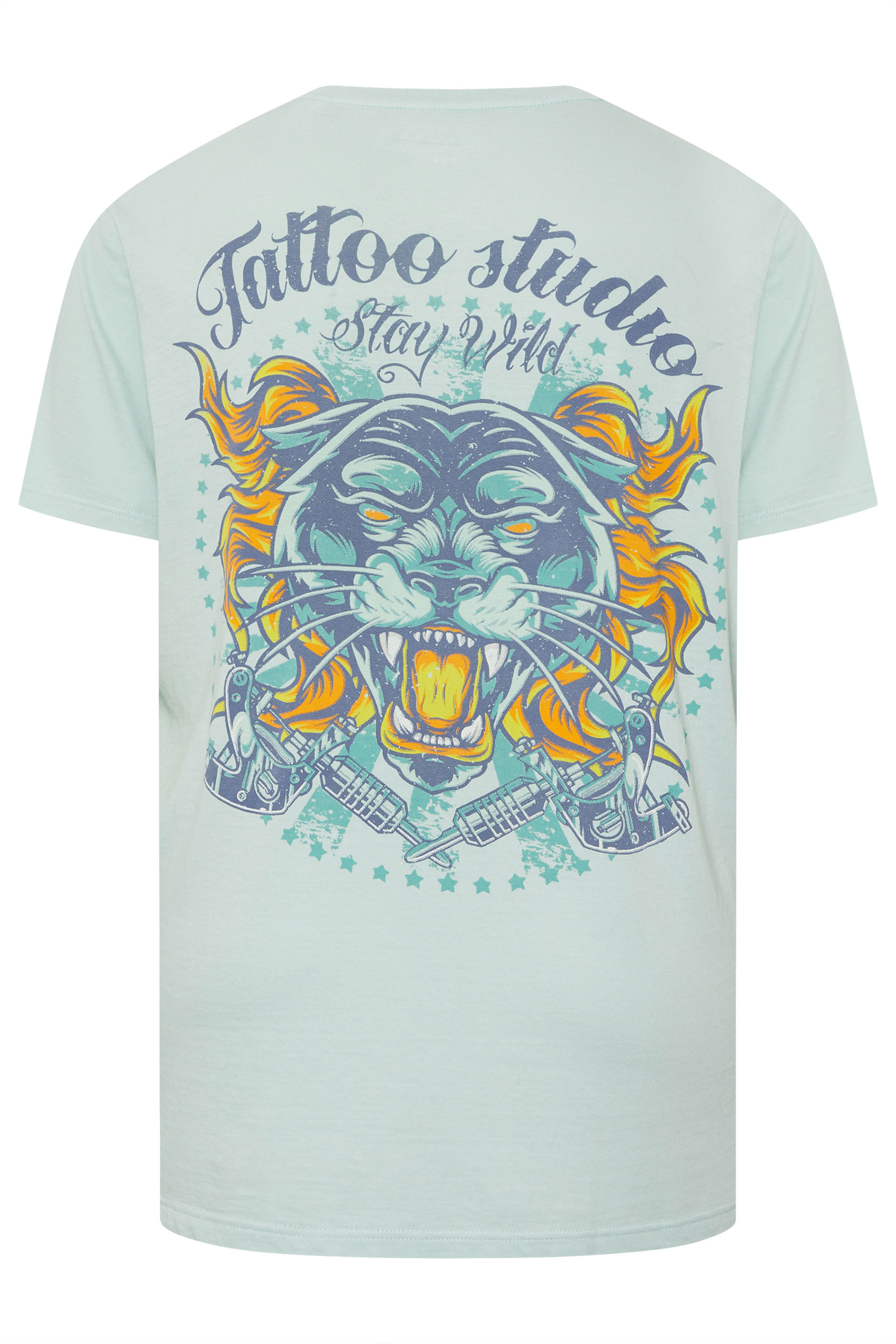 BadRhino Big & Tall Light Blue Acid Wash Tiger Graphic T-Shirt | BadRhino 7