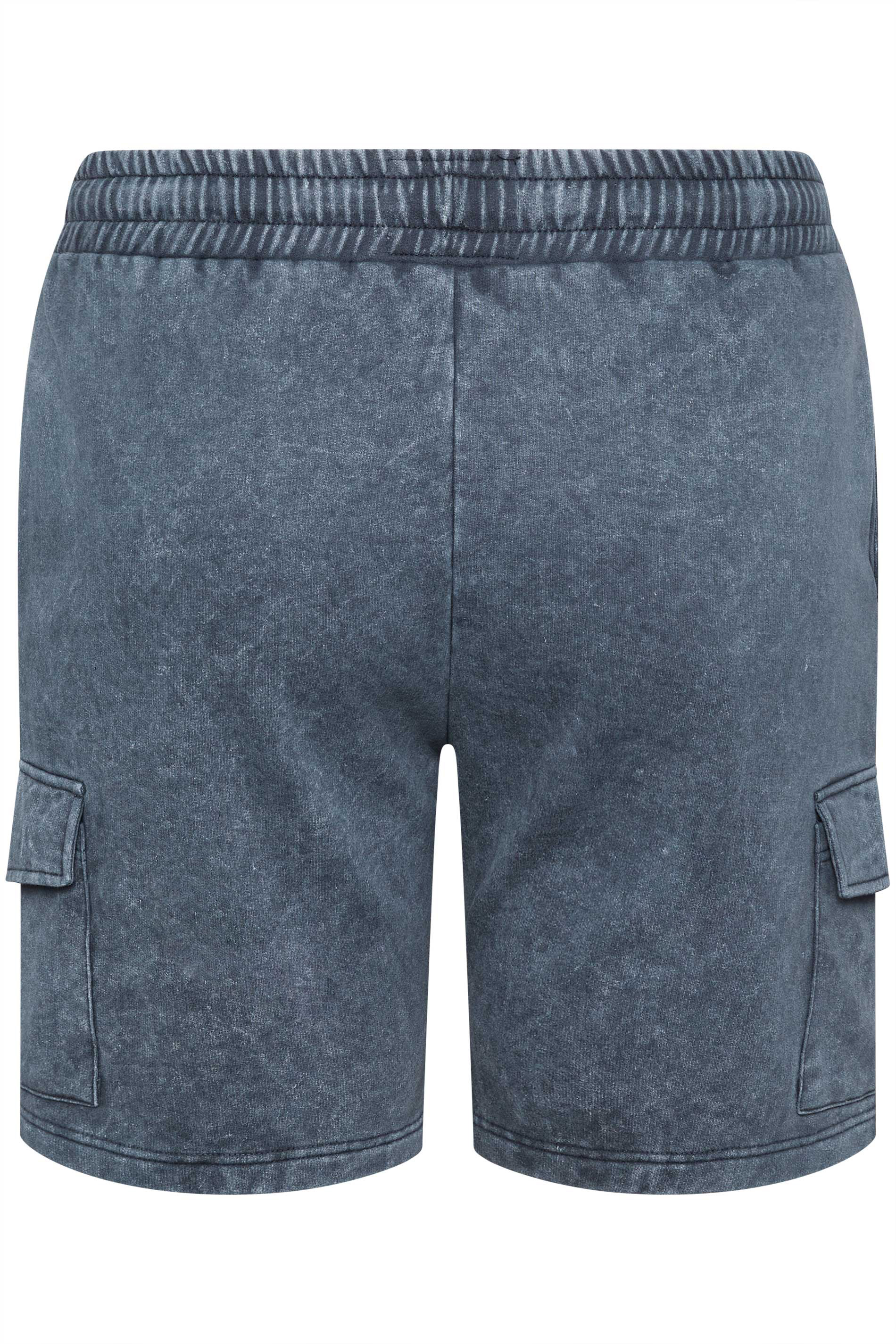 BadRhino Big & Tall Blue Acid Wash Cargo Shorts | BadRhino