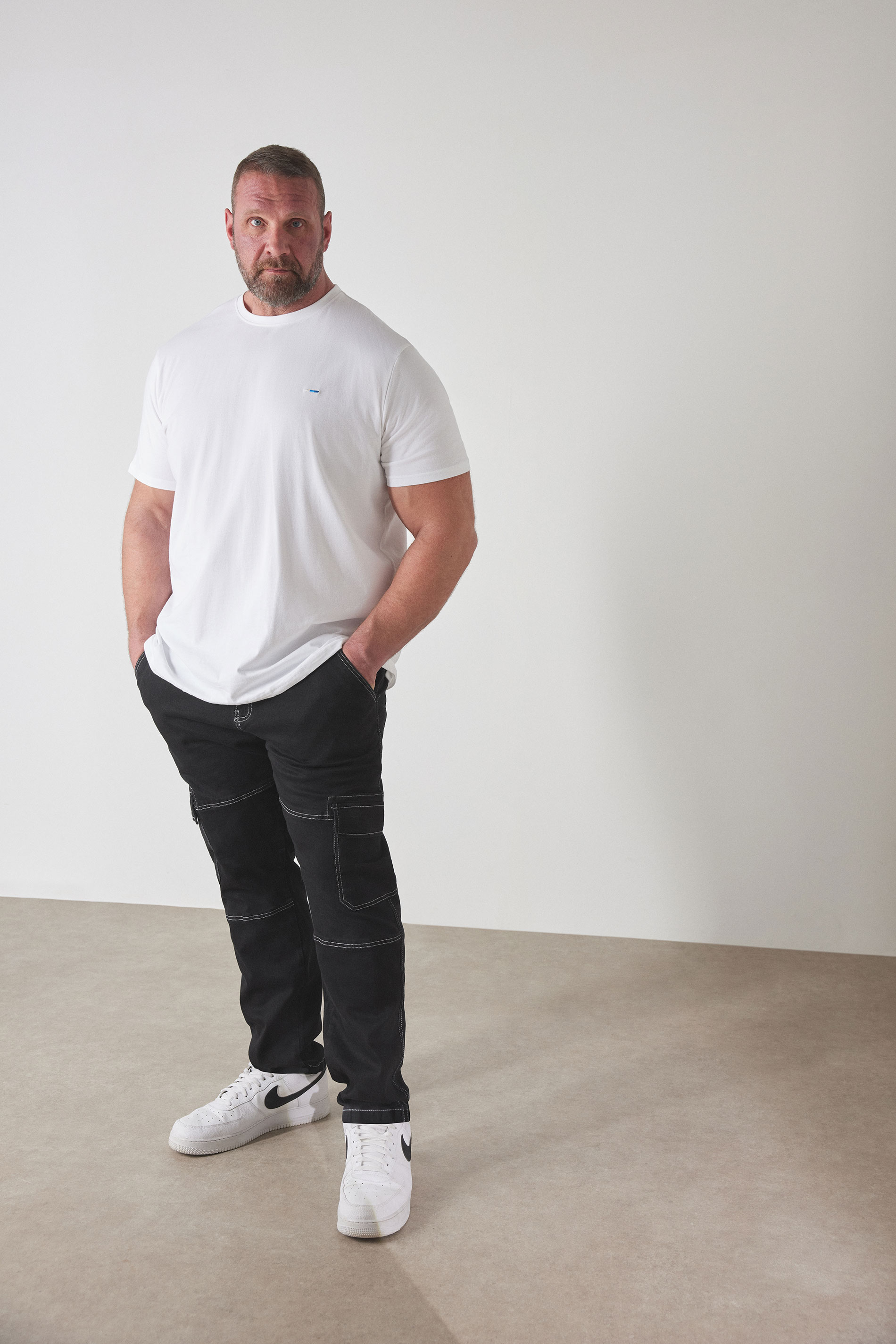 BadRhino Big & Tall Black Contrast Stitch Cargo Jeans | BadRhino 1