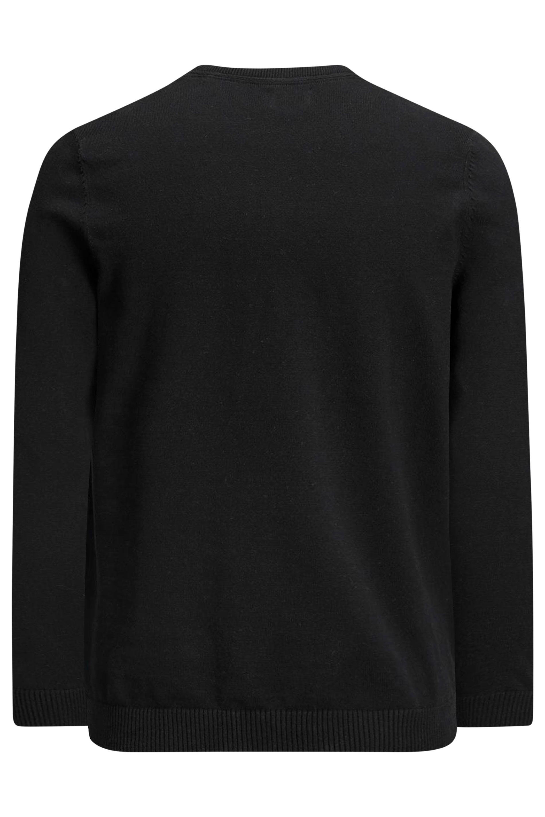 JACK & JONES Big & Tall Black Crew Neck Fine Knit Jumper | BadRhino 2