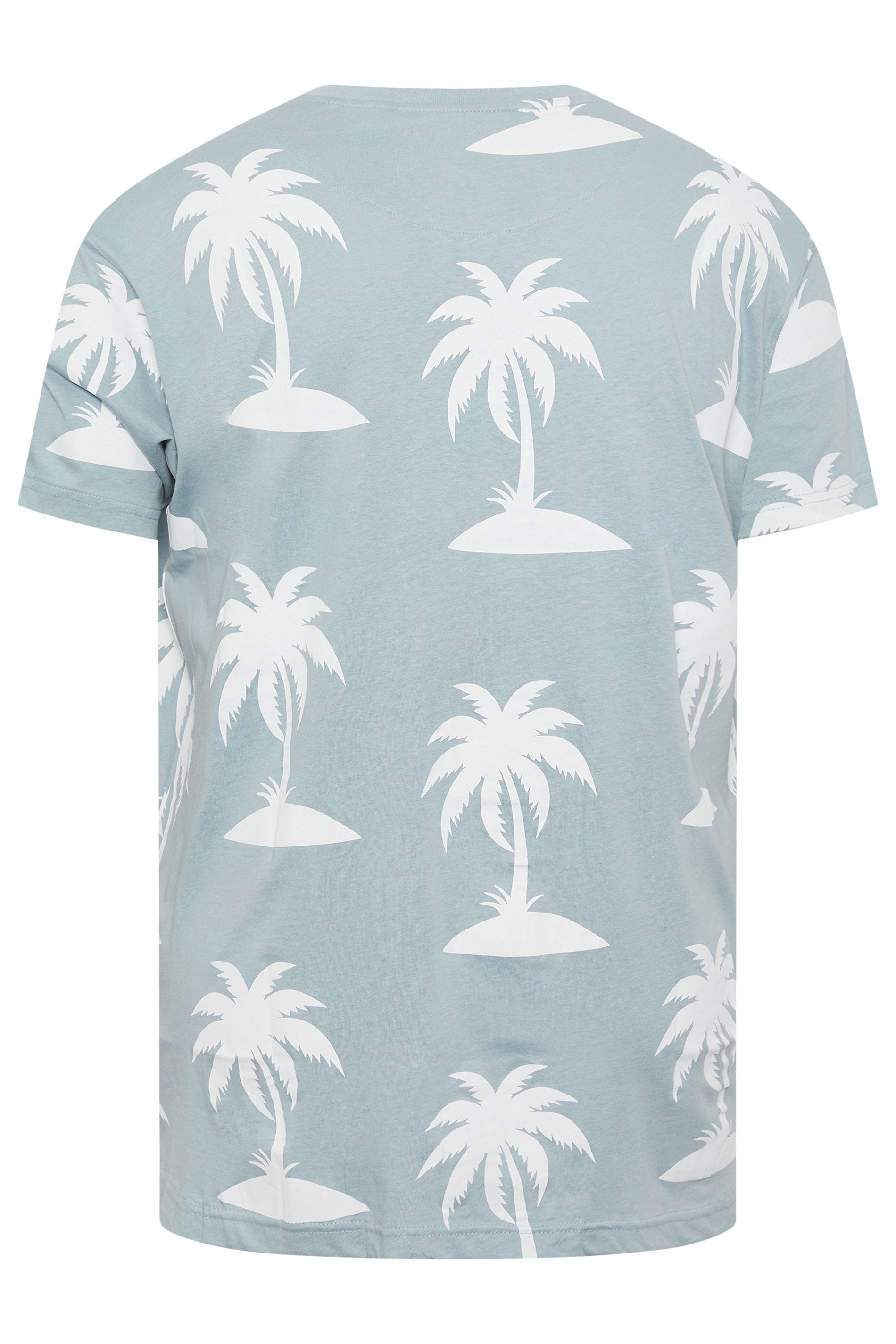 KAM Big & Tall Light Blue Palm Print T-Shirt | BadRhino 4