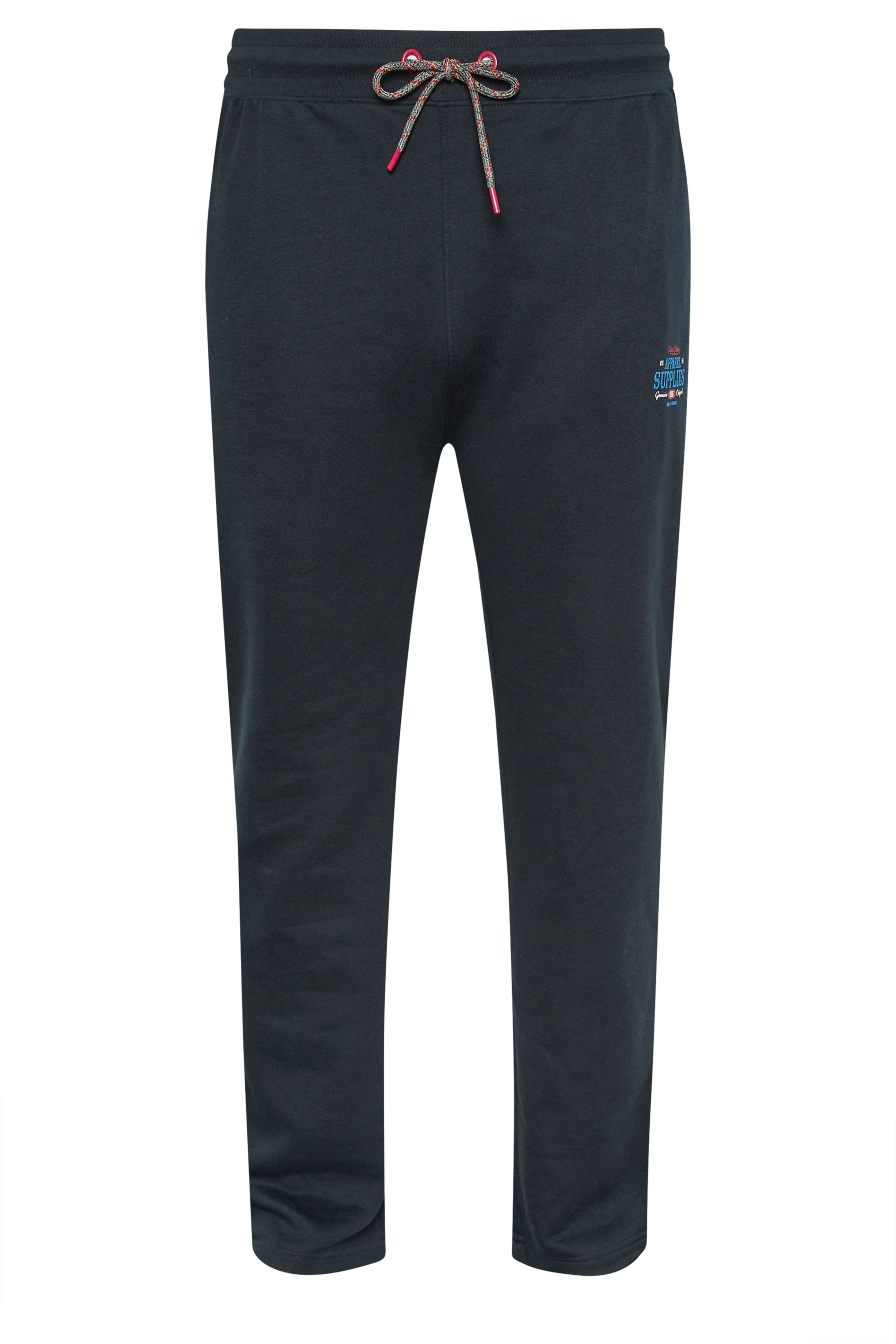 D555 Big & Tall Navy Blue Printed Open Hem Joggers | BadRhino 4