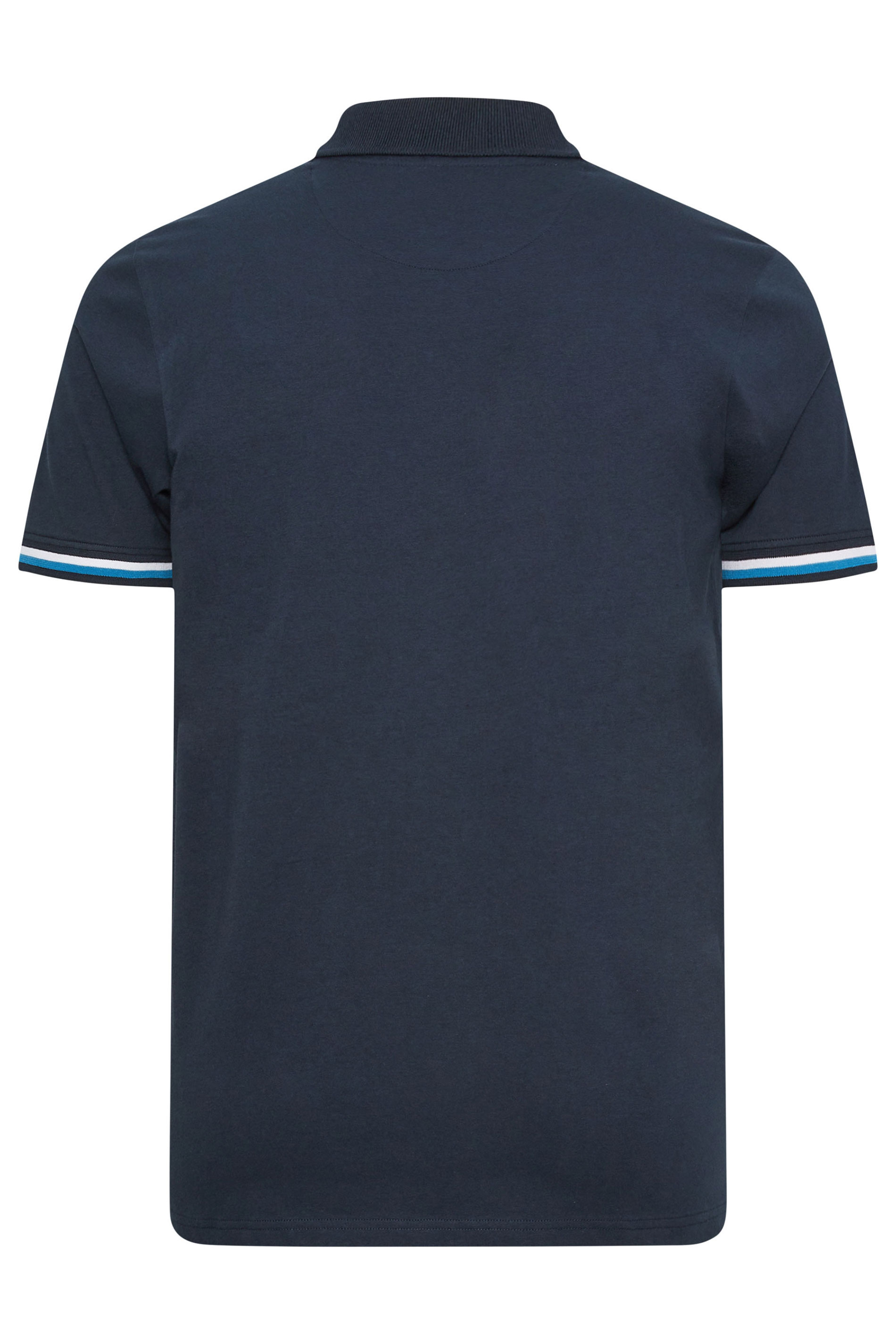 BadRhino Big & Tall Navy Blue Flag Placket Polo Shirt | BadRhino 3