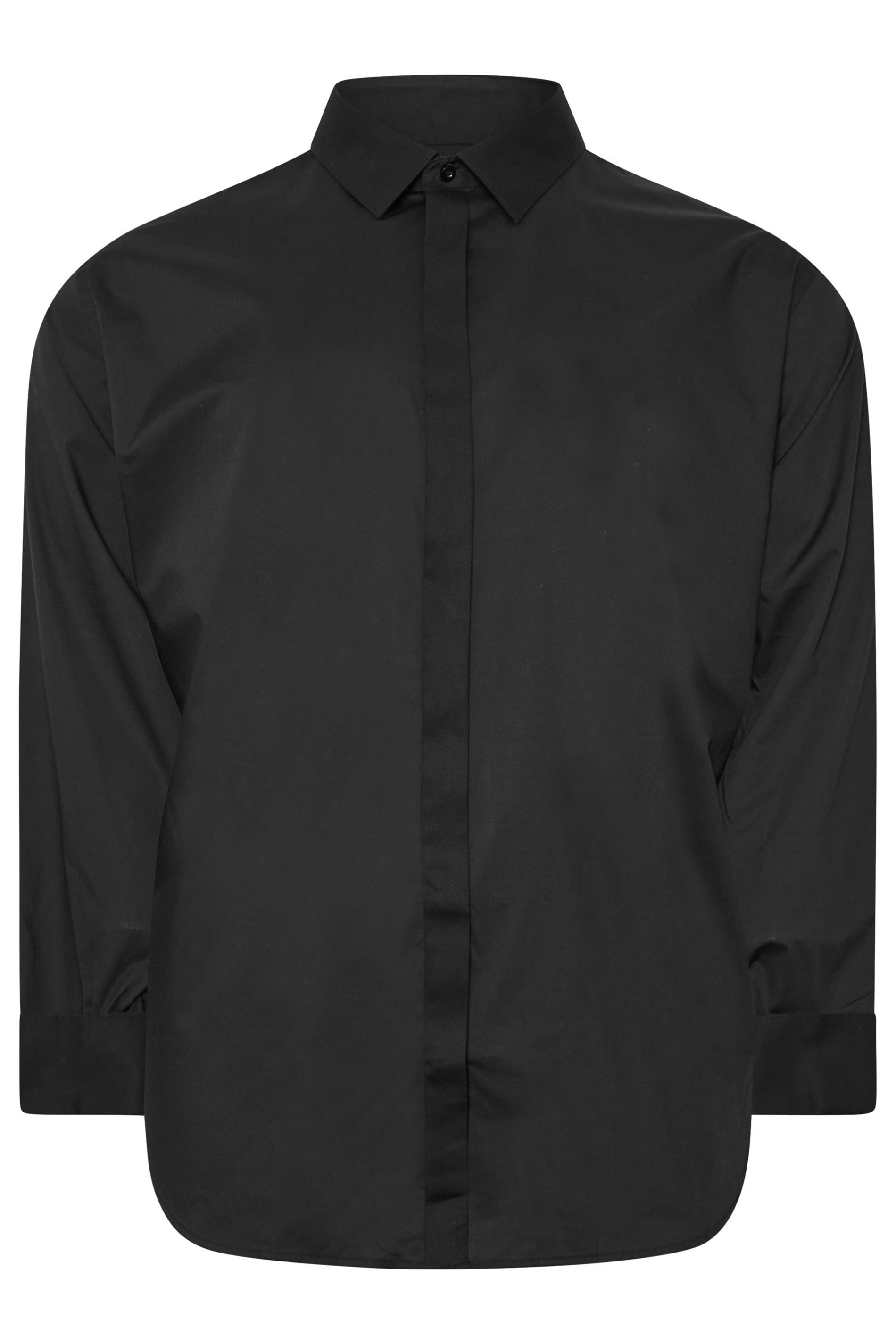 BadRhino Big & Tall Black Long Sleeve Formal Shirt | BadRhino 4