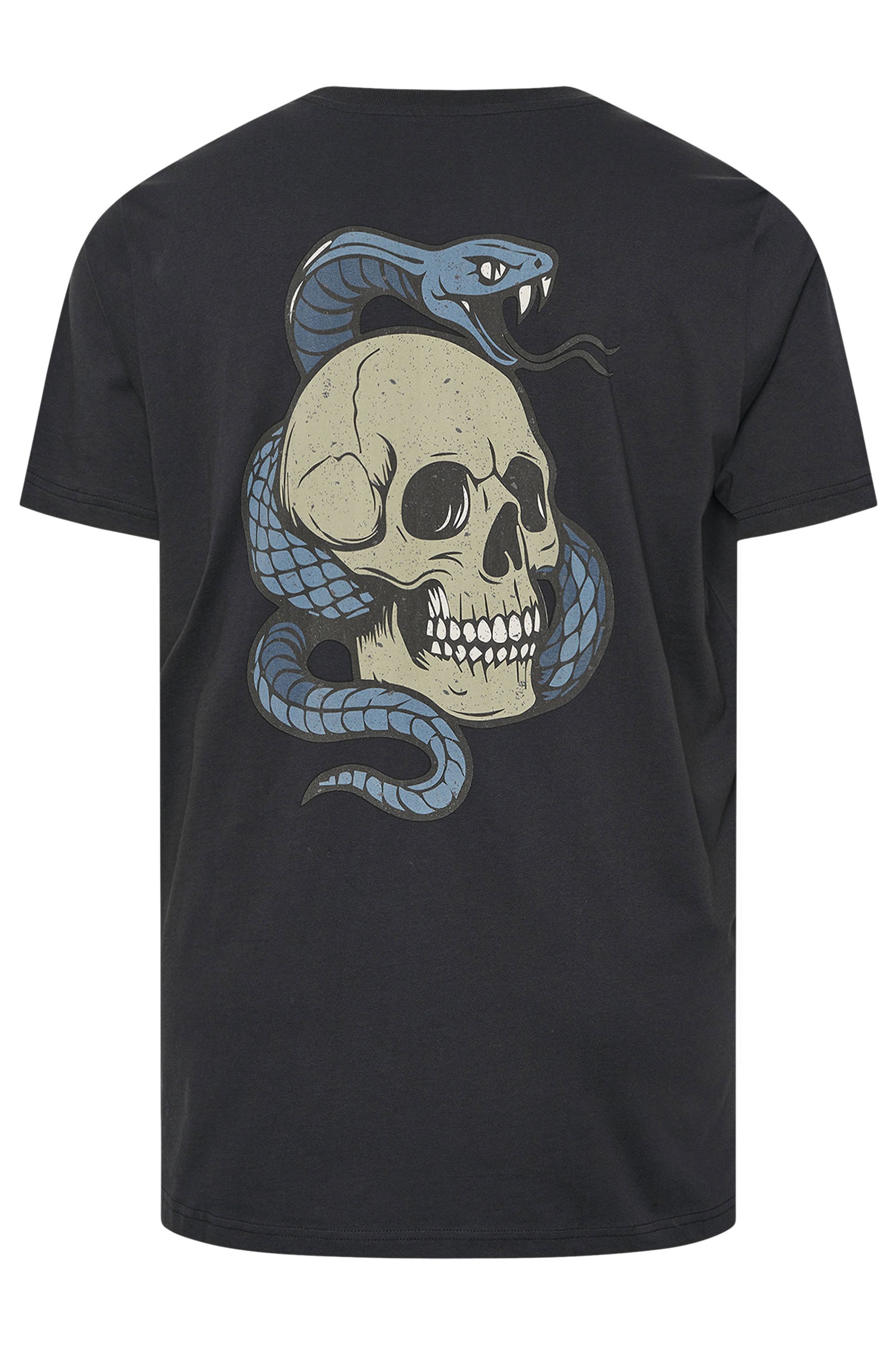STUDIO A Big & Tall Black Snake & Skull Graphic T-Shirt | BadRhino 2