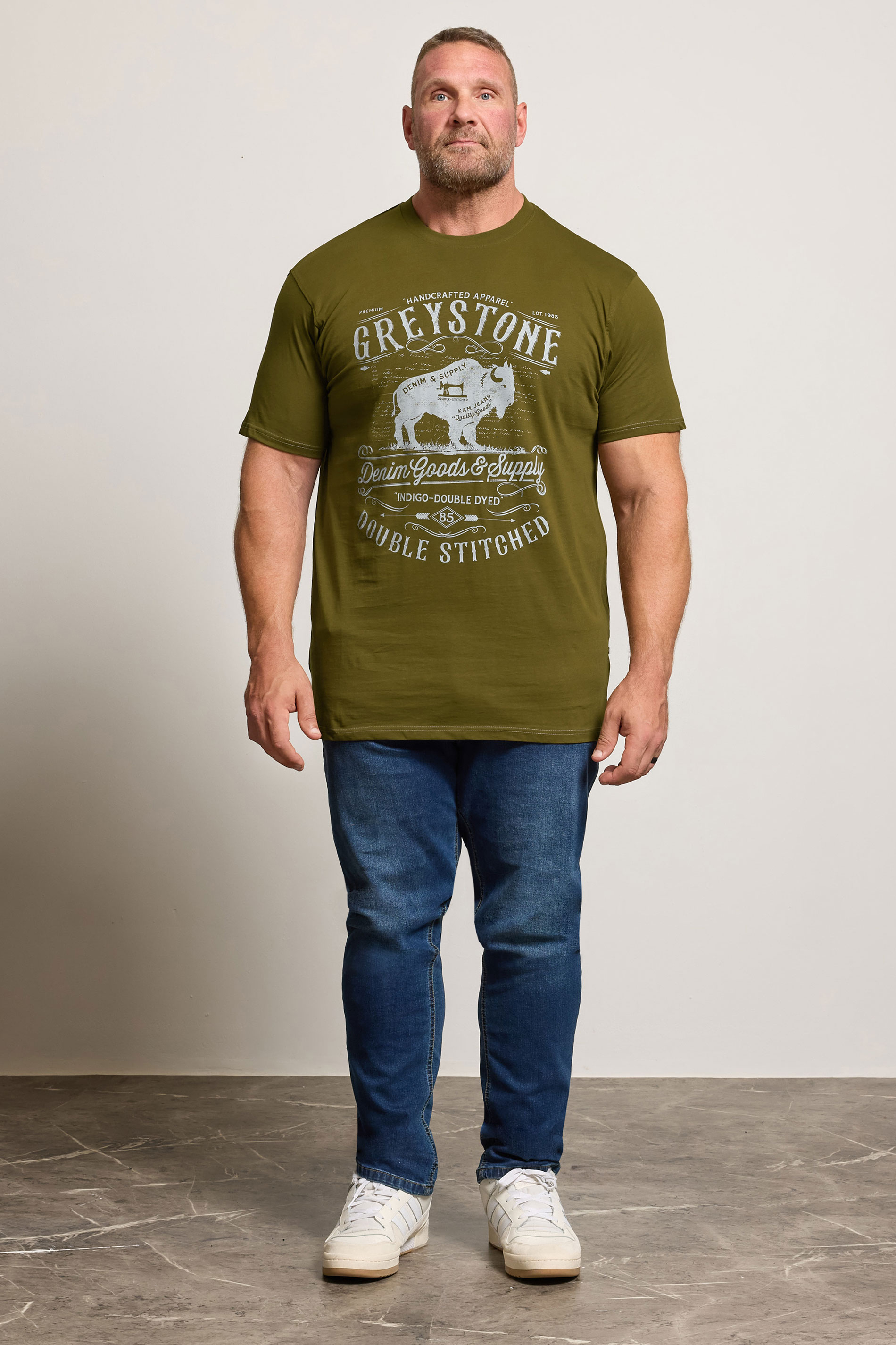 KAM Olive Green 'Greystone' Graphic Print T-Shirt | BadRhino 2