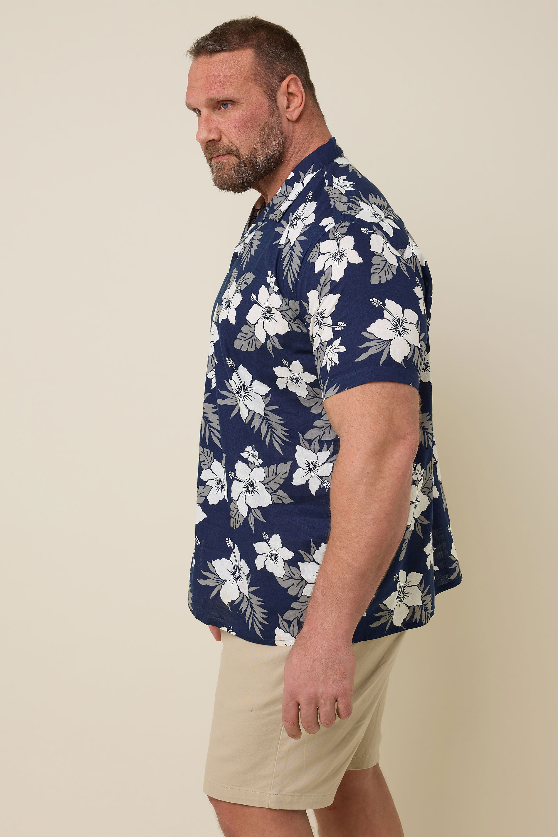 BadRhino Big & Tall Rust Orange & Navy Blue Leaf Print Shirt | BadRhino 4