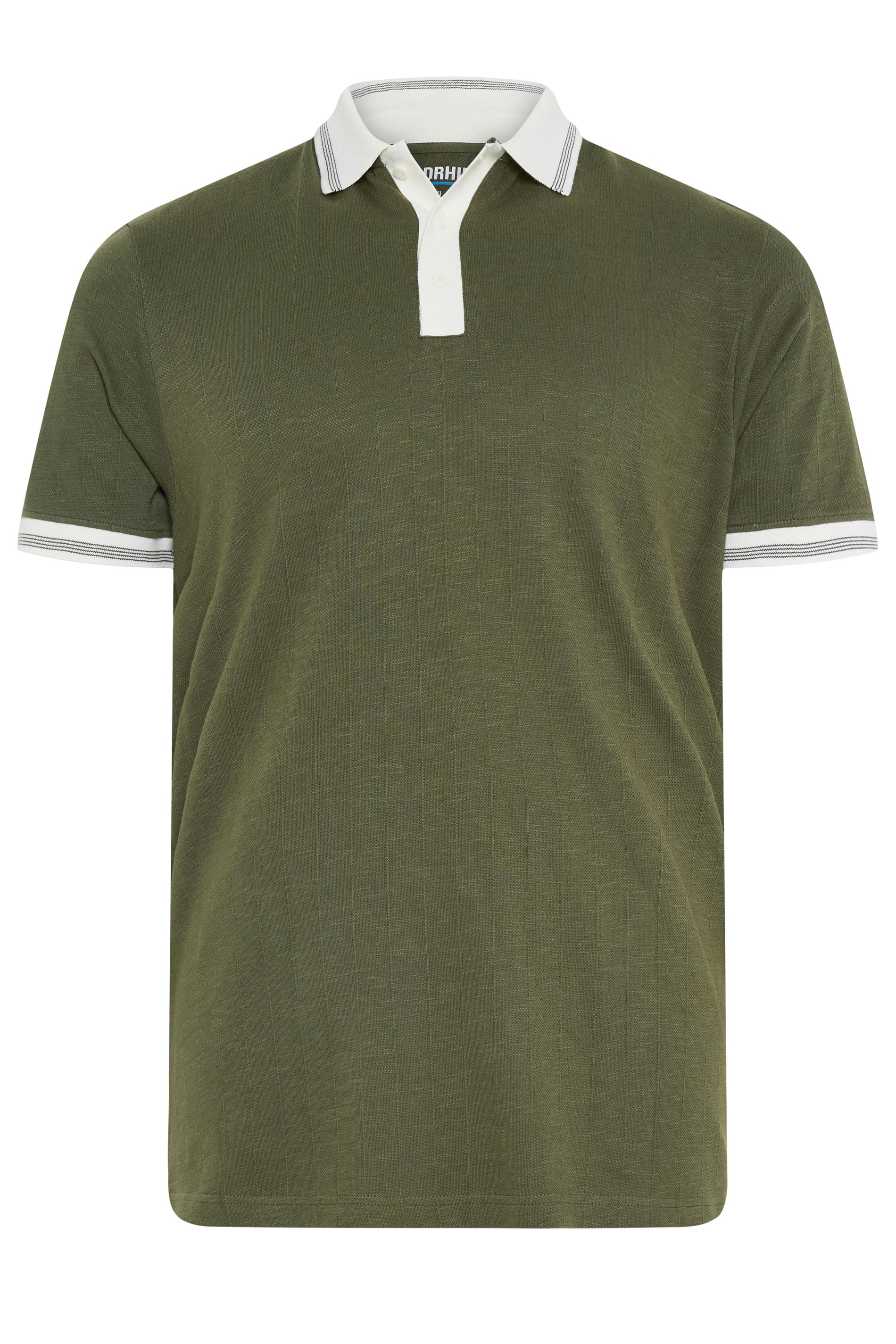BadRhino Big & Tall Khaki Green Mini Check Polo Shirt BadRhino 5
