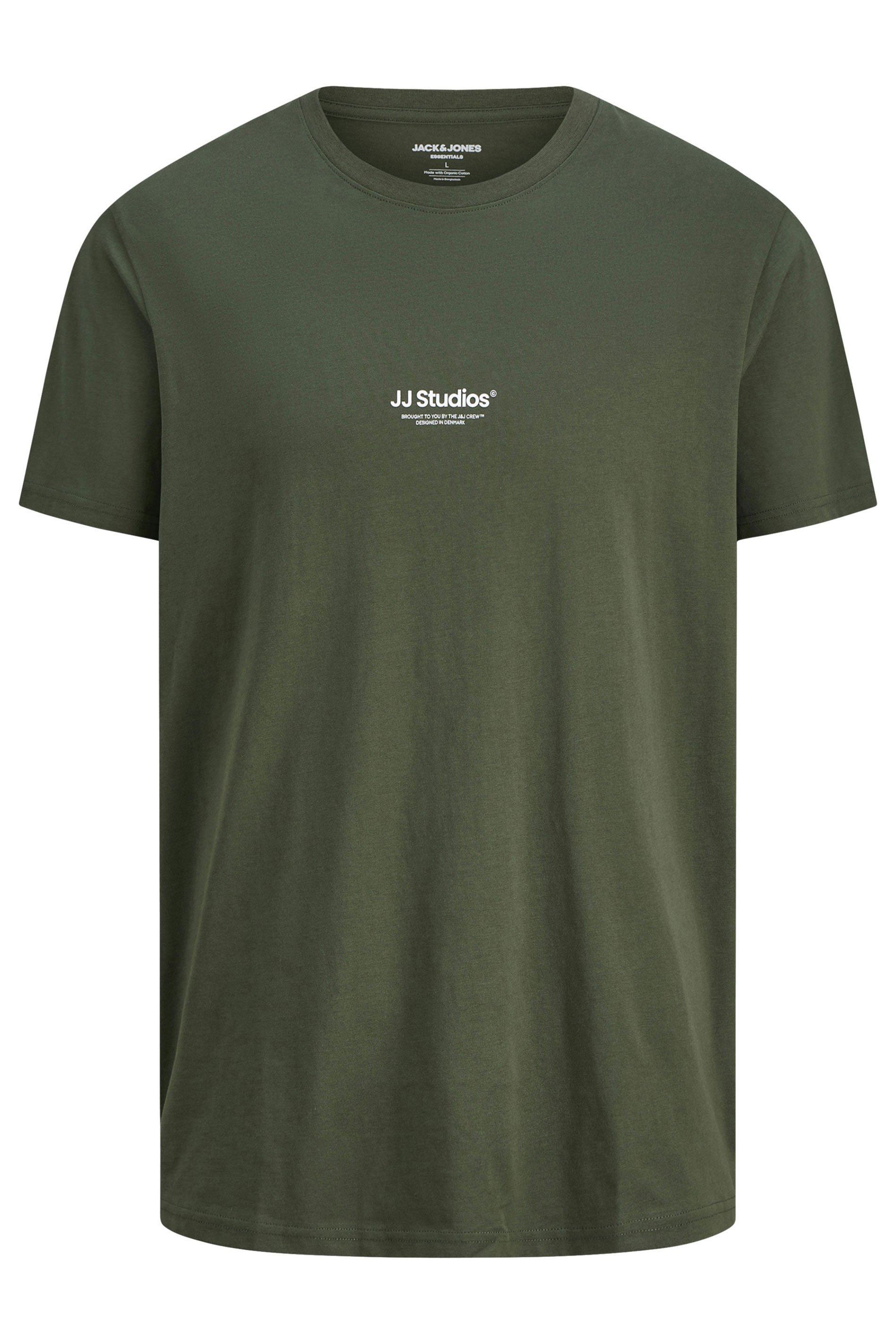 JACK & JONES Big & Tall Green JJ Studio T-Shirt | BadRhino 1