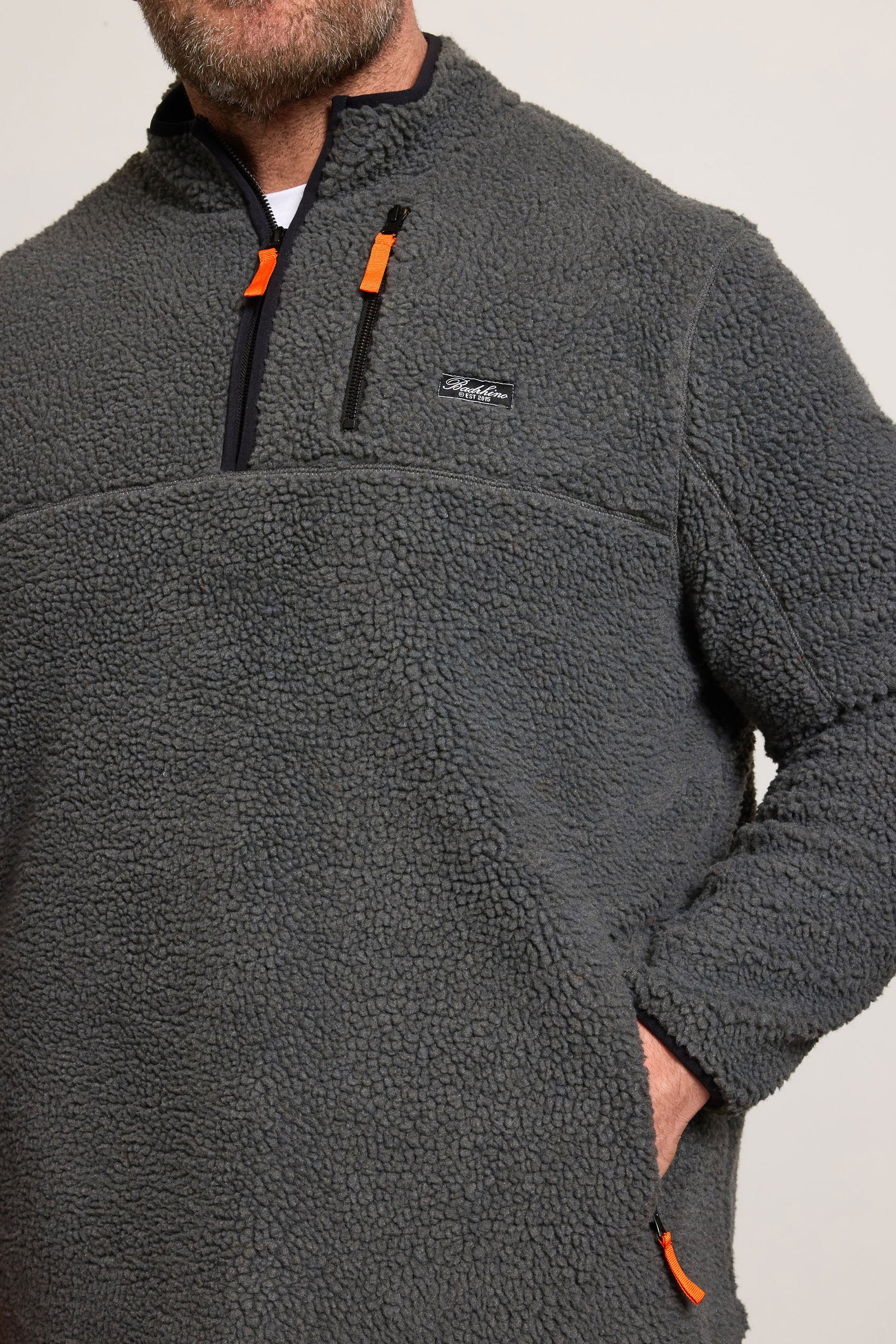 BadRhino Big & Tall Grey Sherpa Quarter Zip Fleece | BadRhino 4