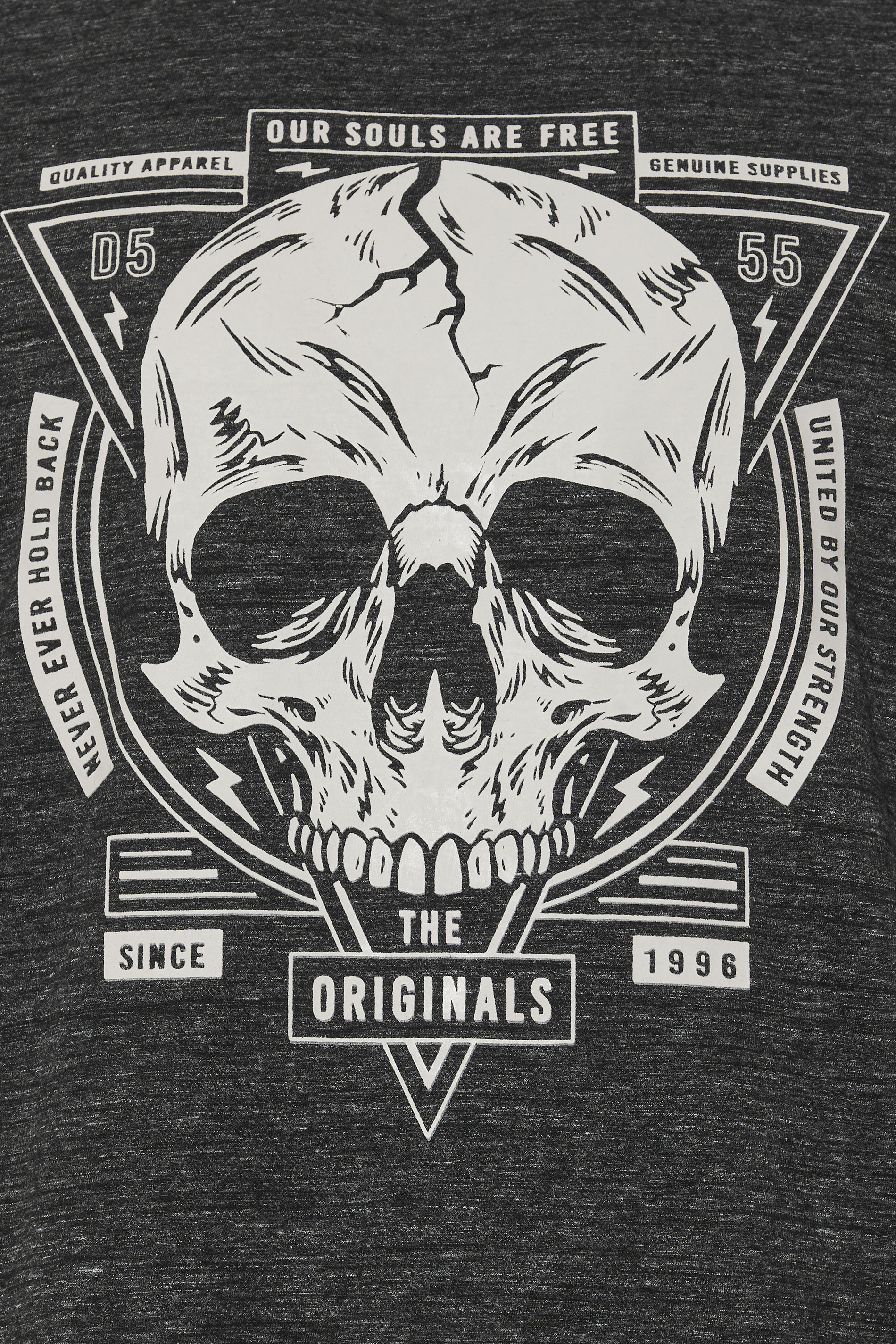 D555 Big & Tall Black Skull Print T-shirt | BadRhino 2