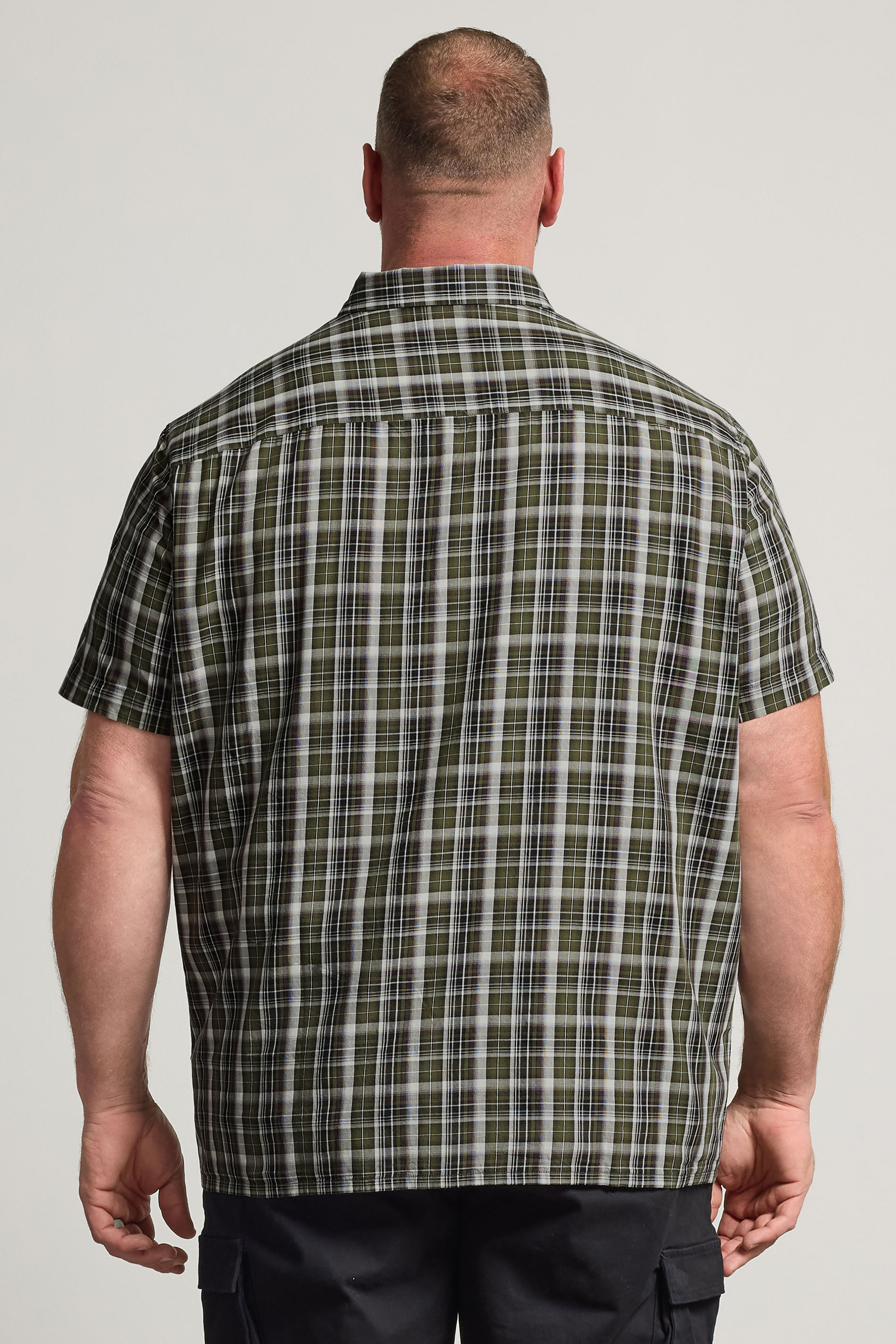 BadRhino Big & Tall Green Check Print Short Sleeve Shirt | BadRhino 2