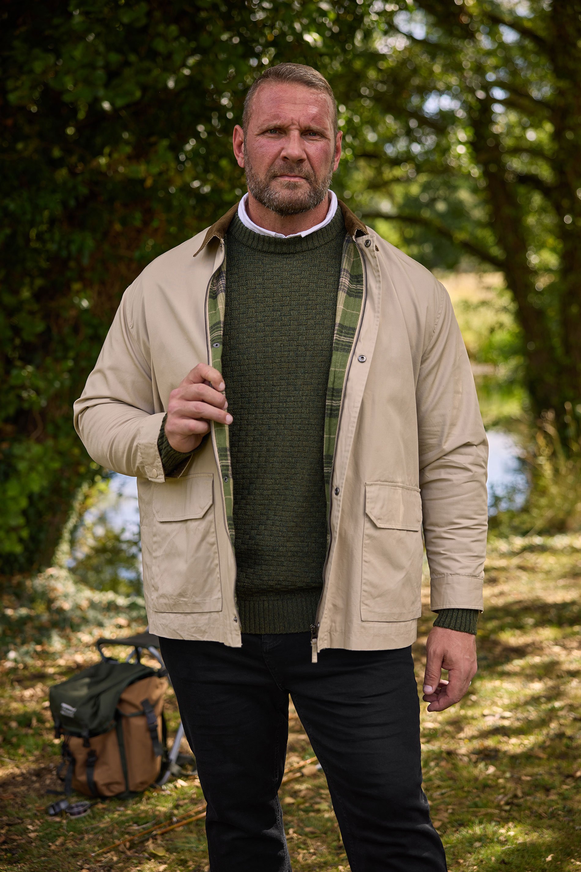 BadRhino Big & Tall Natural Brown Checked Lined Worker Jacket | BadRhino 1