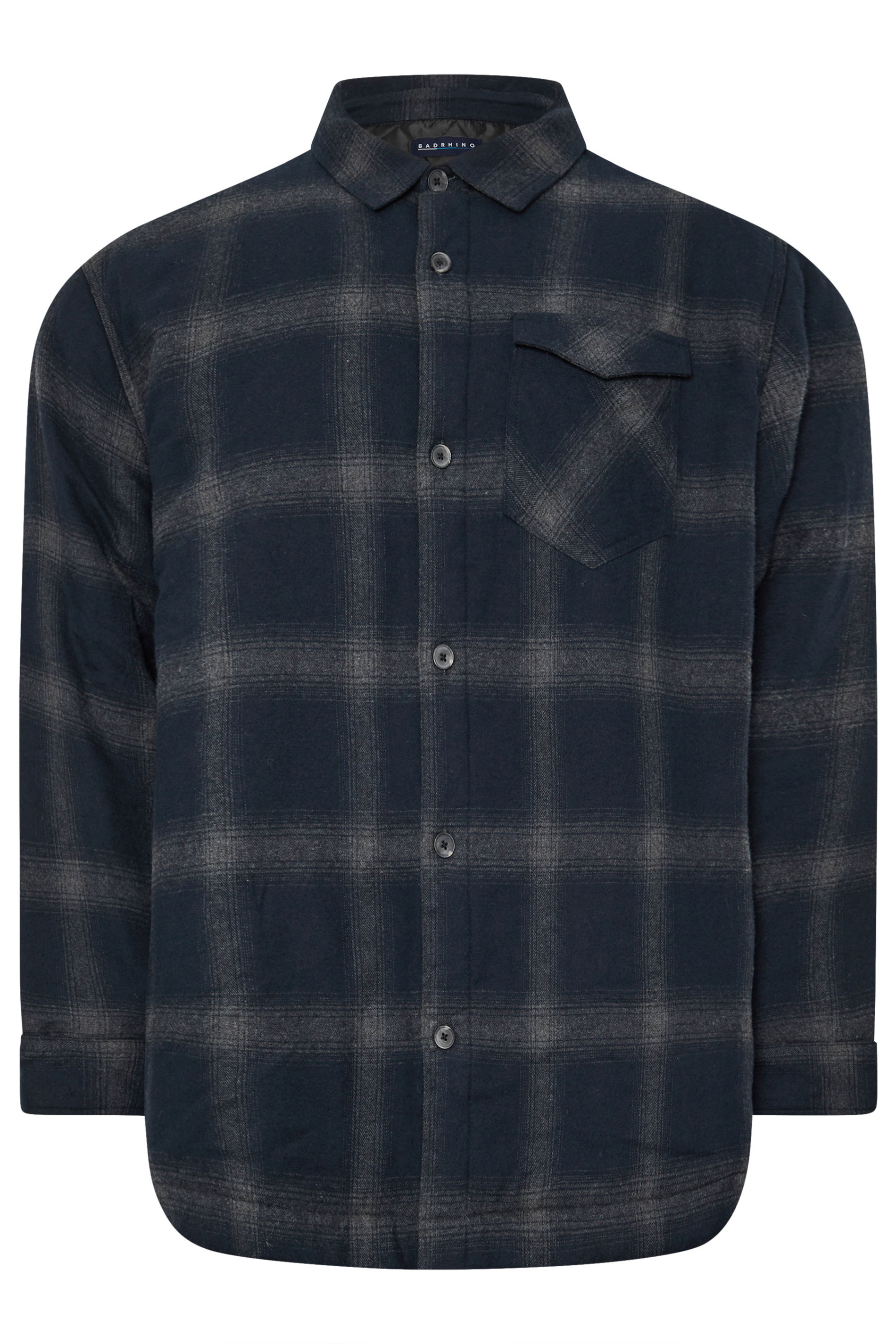 BadRhino Big & Tall Blue Check Print Lined Shacket | BadRhino 4