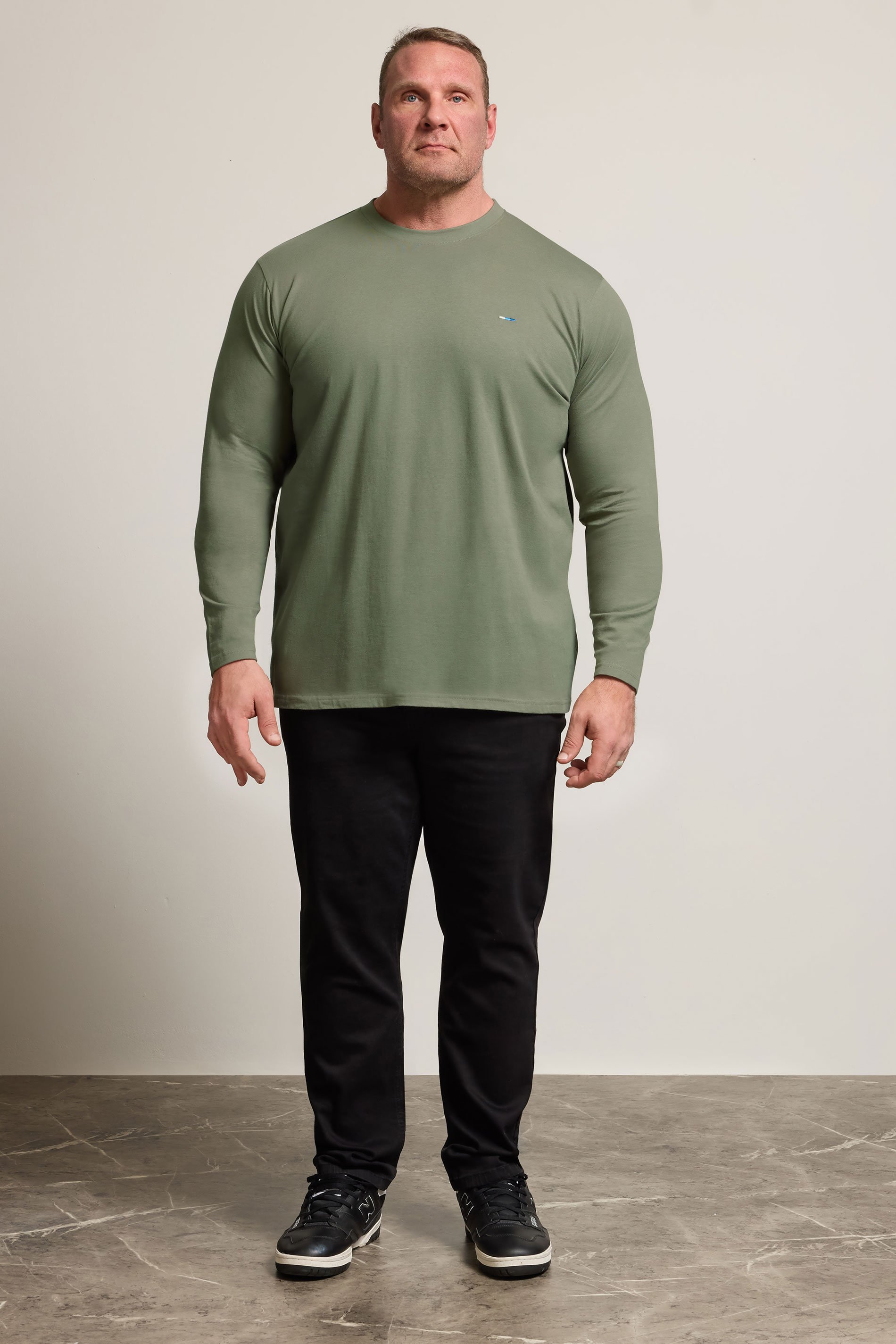 BadRhino Big & Tall Sage Green Long Sleeve Plain T-shirt | BadRhino 2