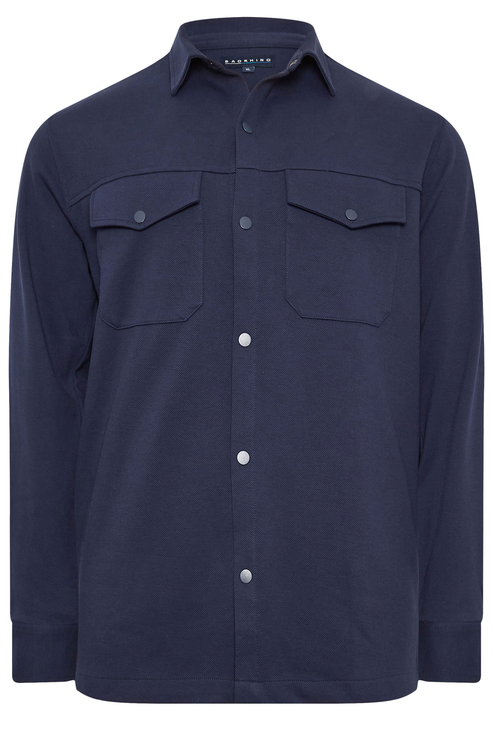 BadRhino Big & Tall Navy Blue Textured Jersey Shacket | BadRhino 6