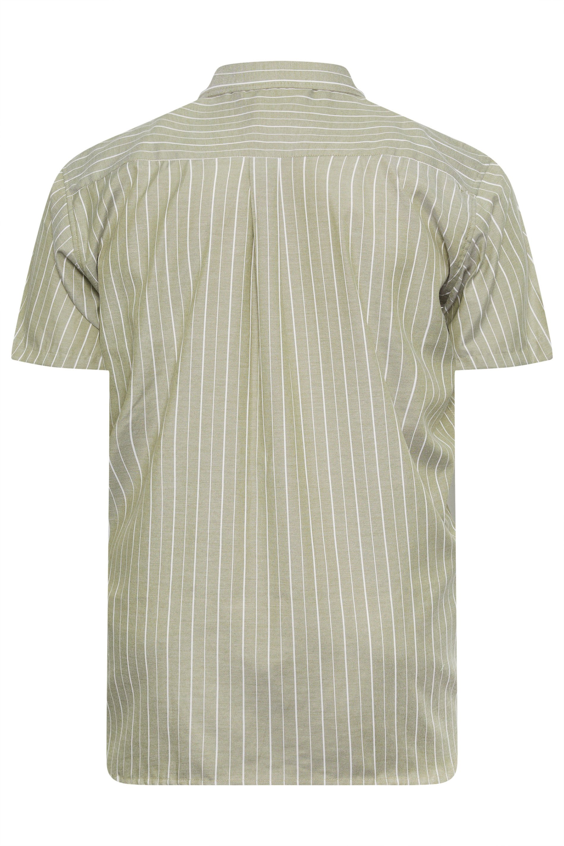 Espionage Big & Tall Sage Green Stripe Short Sleeve Oxford Shirt | BadRhino 4