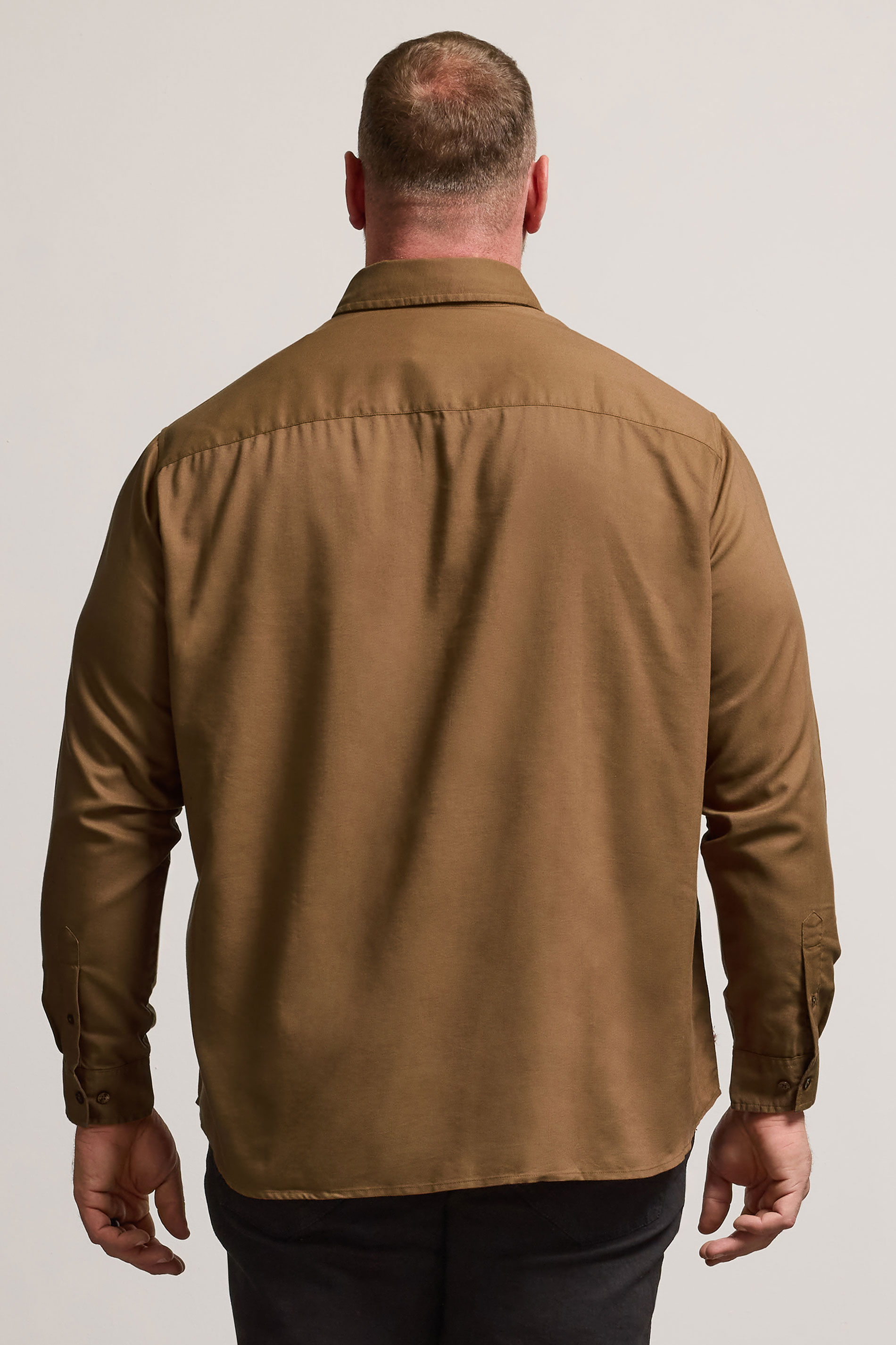 BadRhino Big & Tall Tan Brown Long Sleeve Oxford Shirt | BadRhino 3