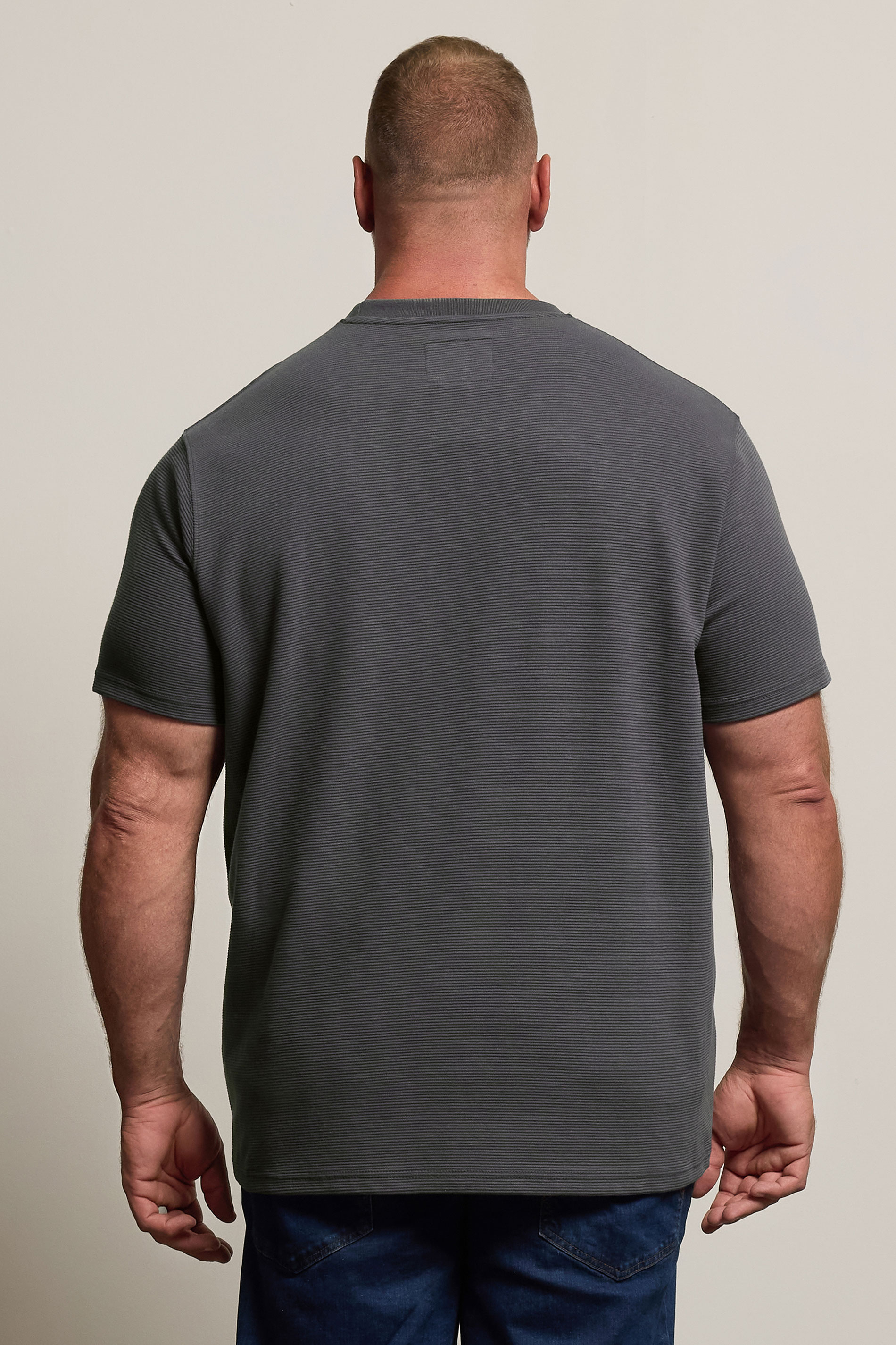BadRhino Big & Tall Ebony Grey Ottoman Textured T-Shirt | BadRhino 4