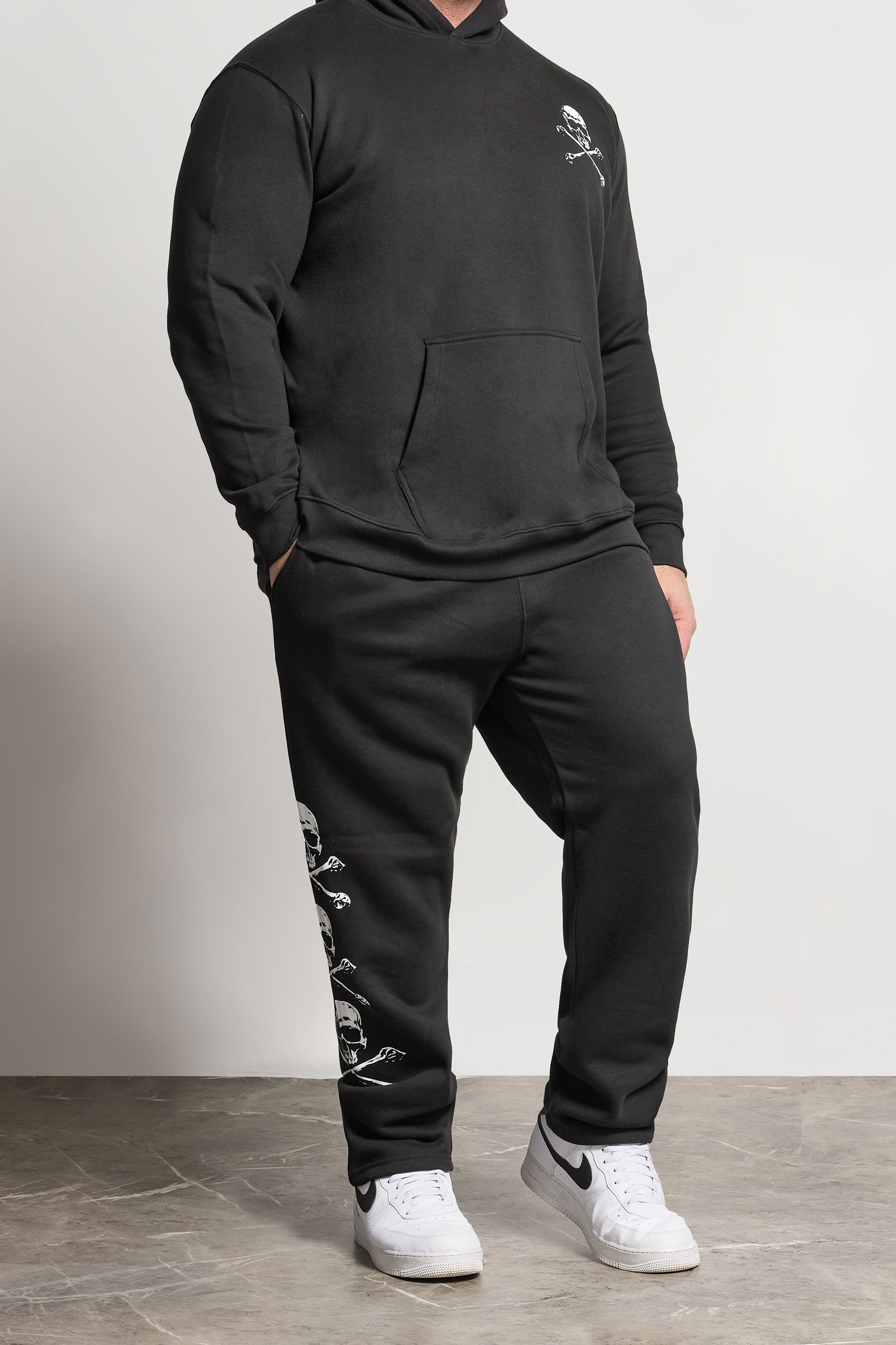 BadRhino Big & Tall Black Side Skull Open Hem Joggers | BadRhino 1
