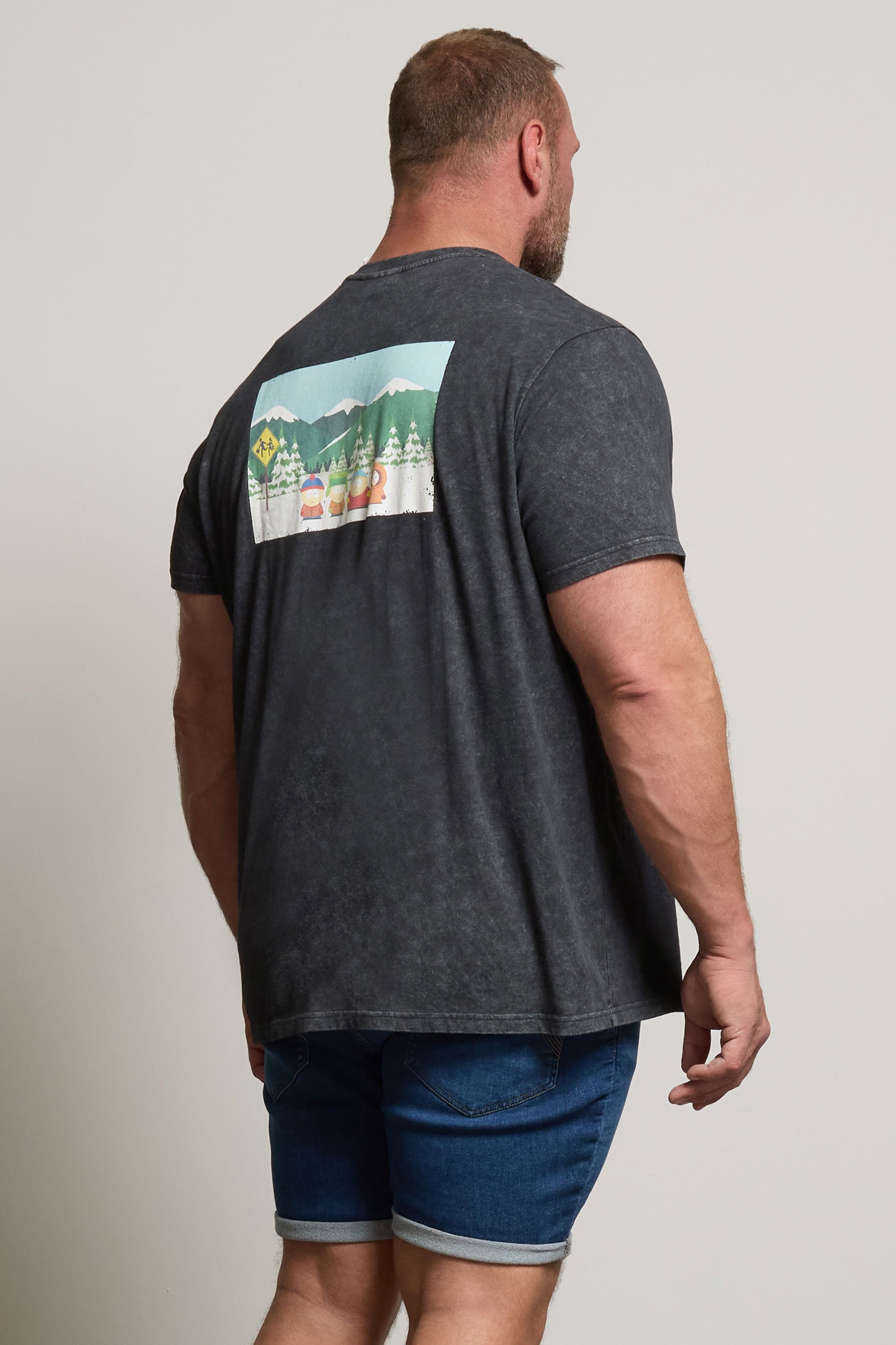 BadRhino Big & Tall Black Acid Wash Printed 'South Park' T-Shirt | BadRhino 3