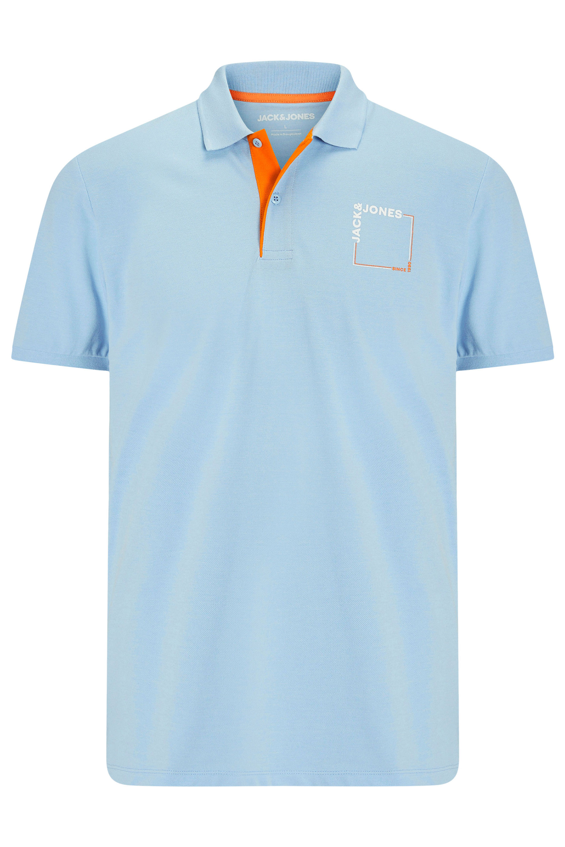 JACK & JONES Big & Tall Chambray Blue Polo Shirt | BadRhino 2