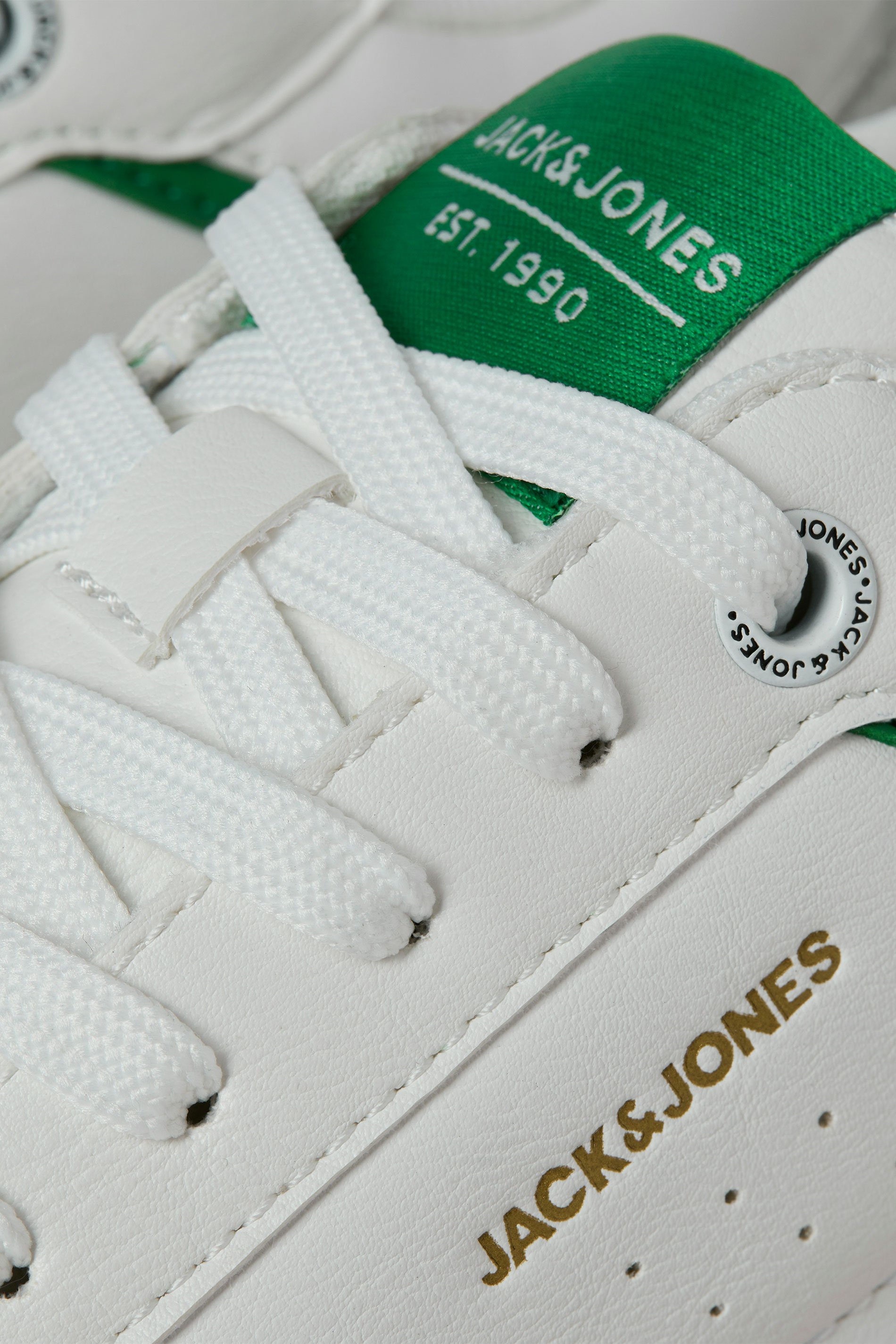 JACK & JONES White & Green Contrast PU Trainers | BadRhino 5