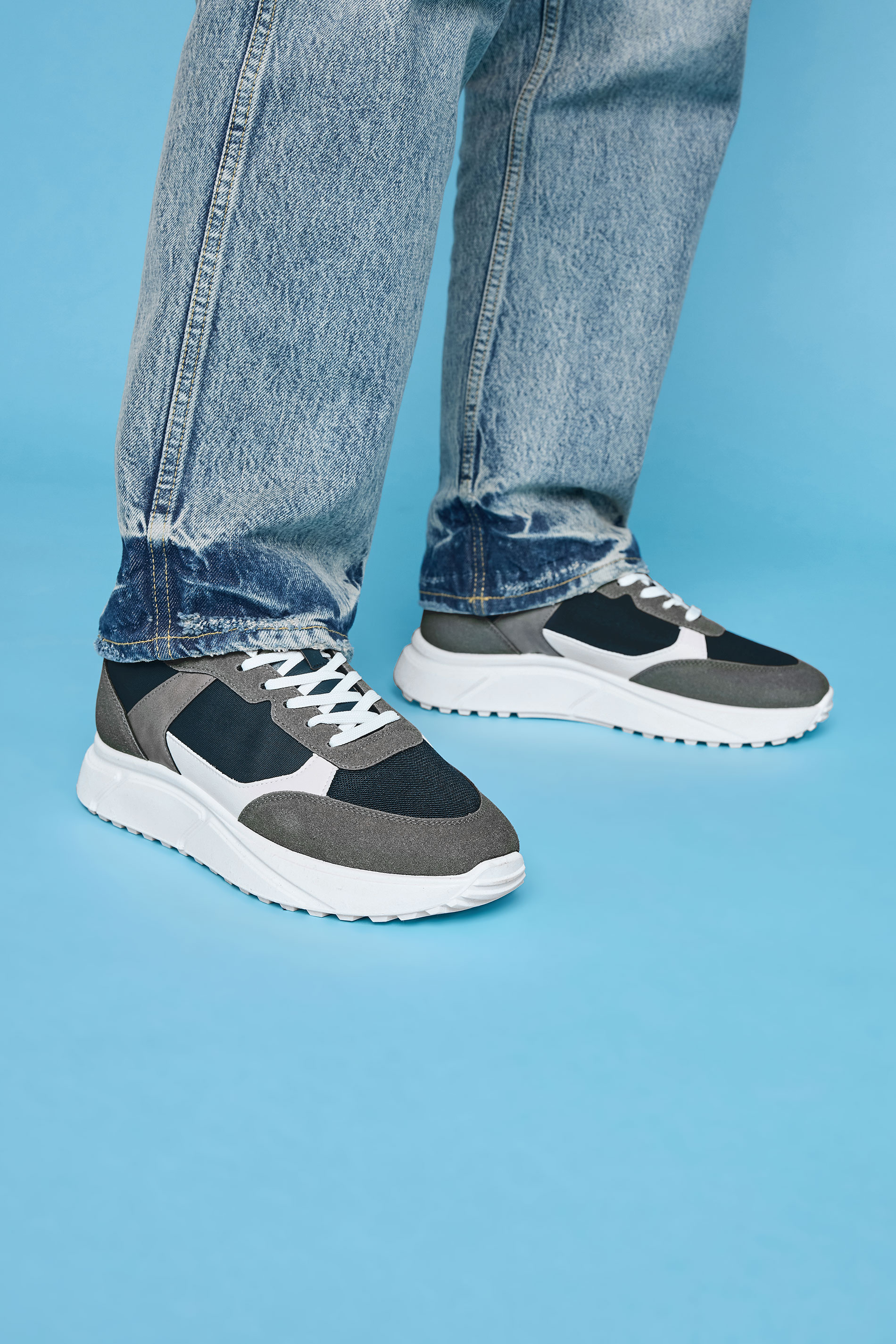 JACK & JONES White PU Runner Trainers | BadRhino 1