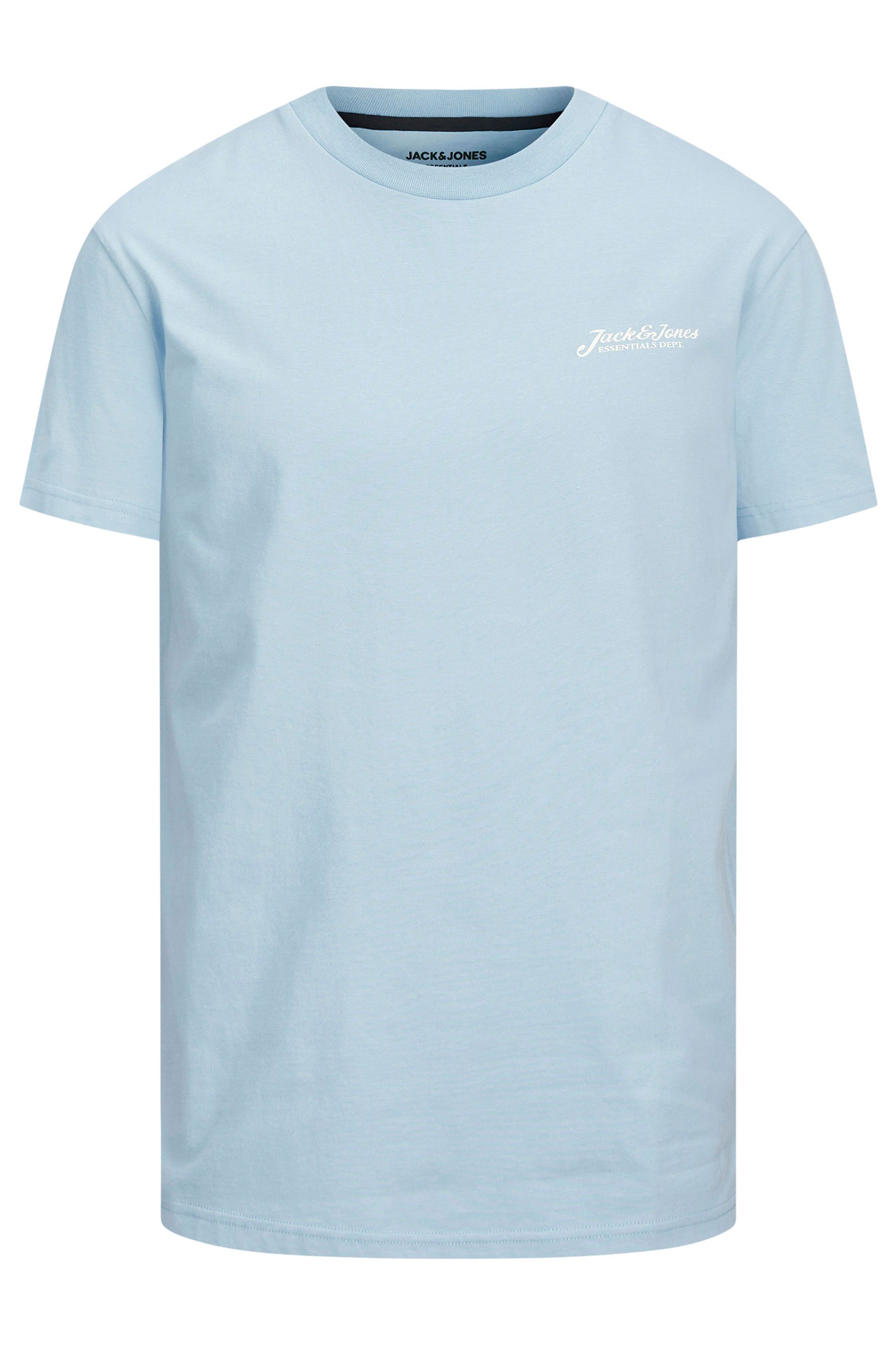 JACK & JONES Big & Tall Light Blue Frontprint Crew Neck T-Shirt | BadRhino 2