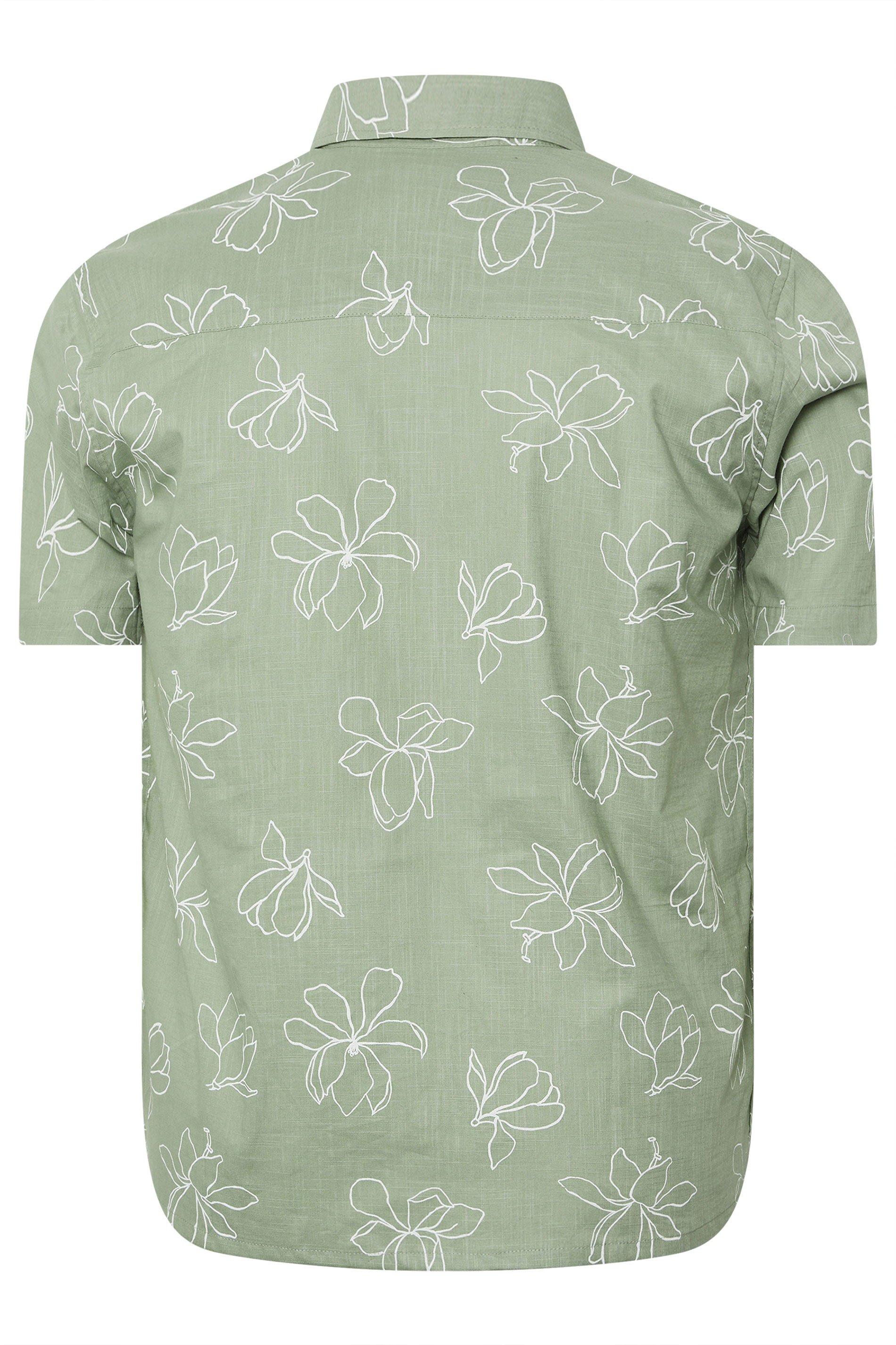 BadRhino Big & Tall Green Linear Floral Slub Shirt | BadRhino 8