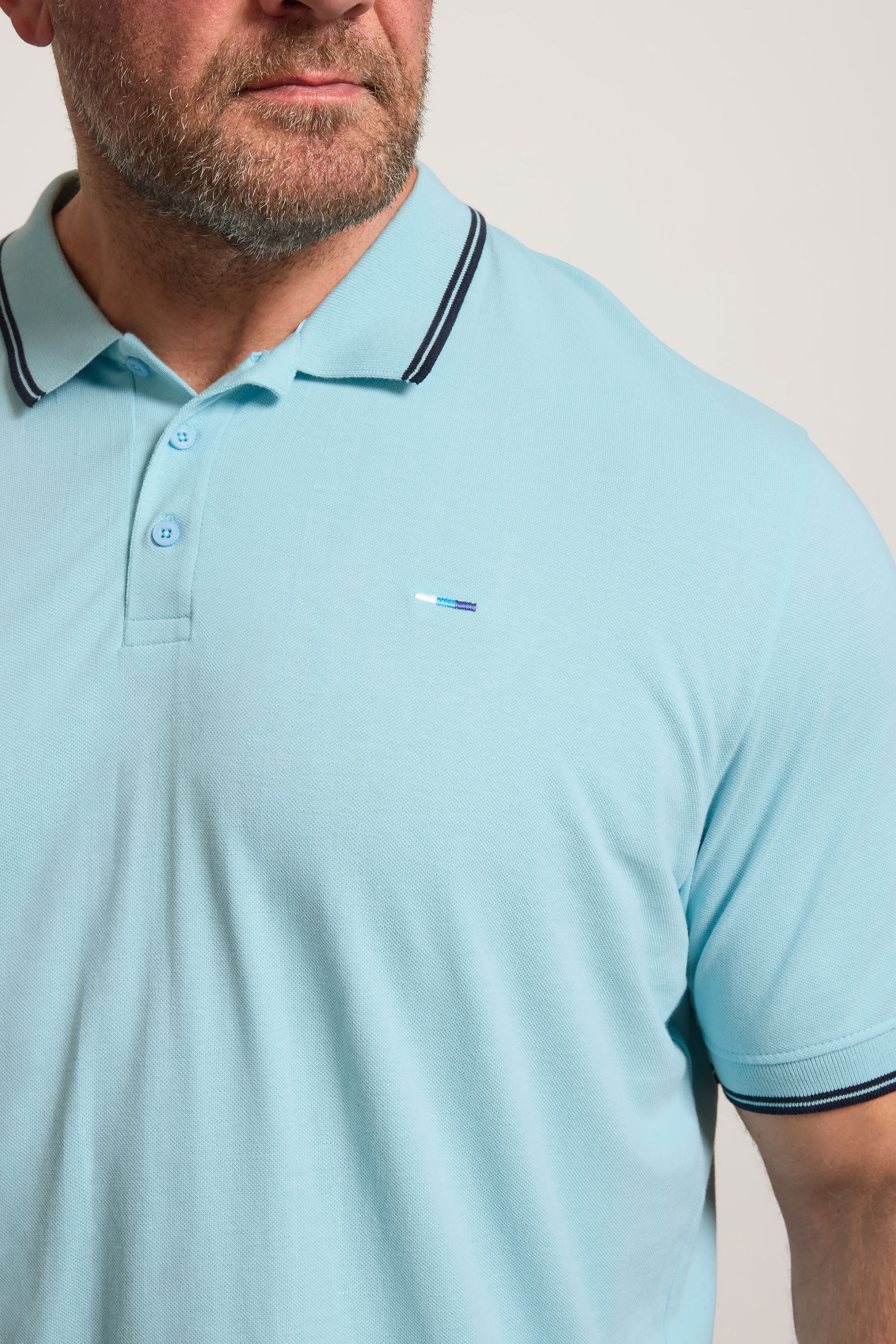 BadRhino Big & Tall Light Blue Tipped Polo Shirts | BadRhino 4
