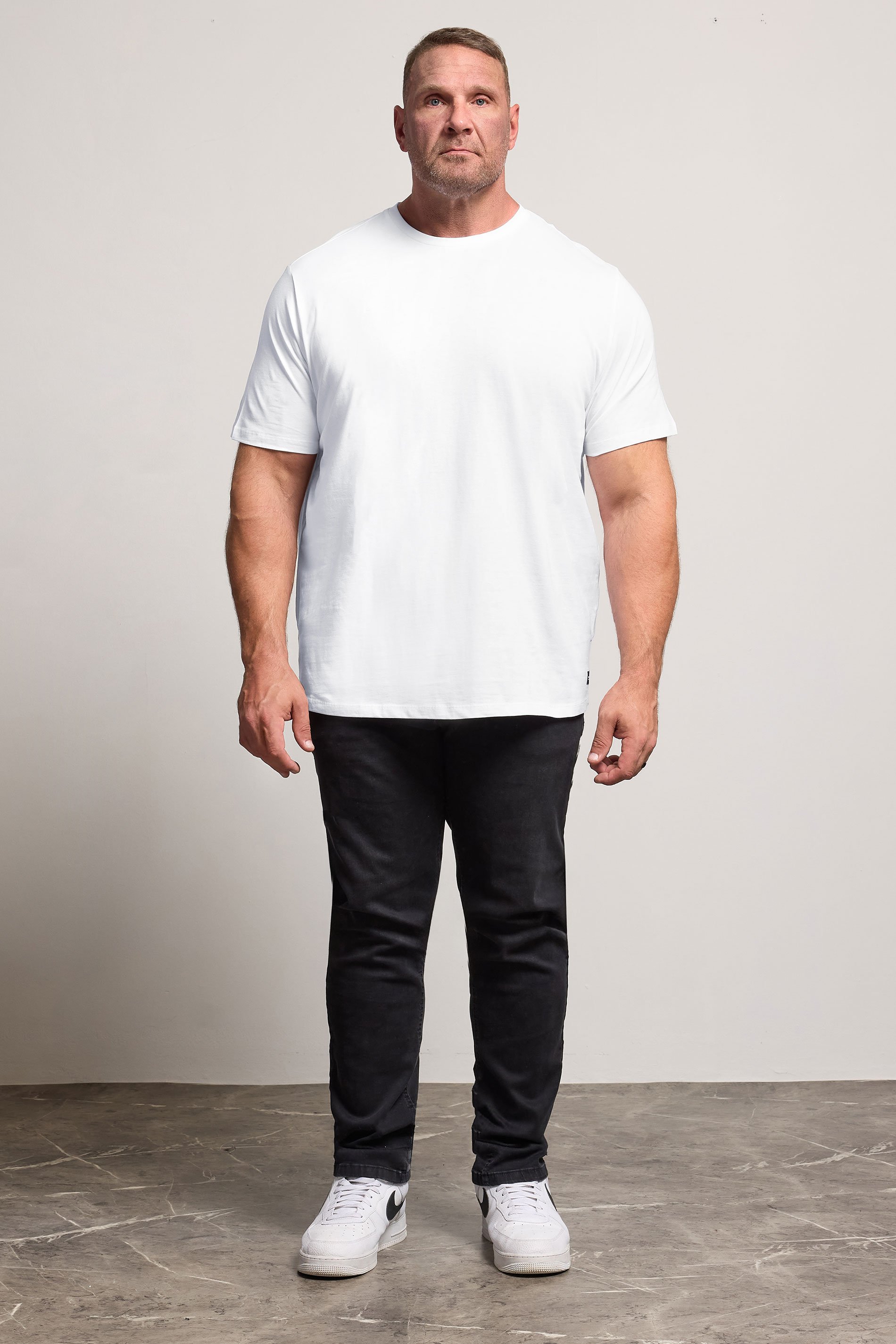 JACK & JONES Big & Tall White Jenoa Crew T-Shirt | BadRhino 2
