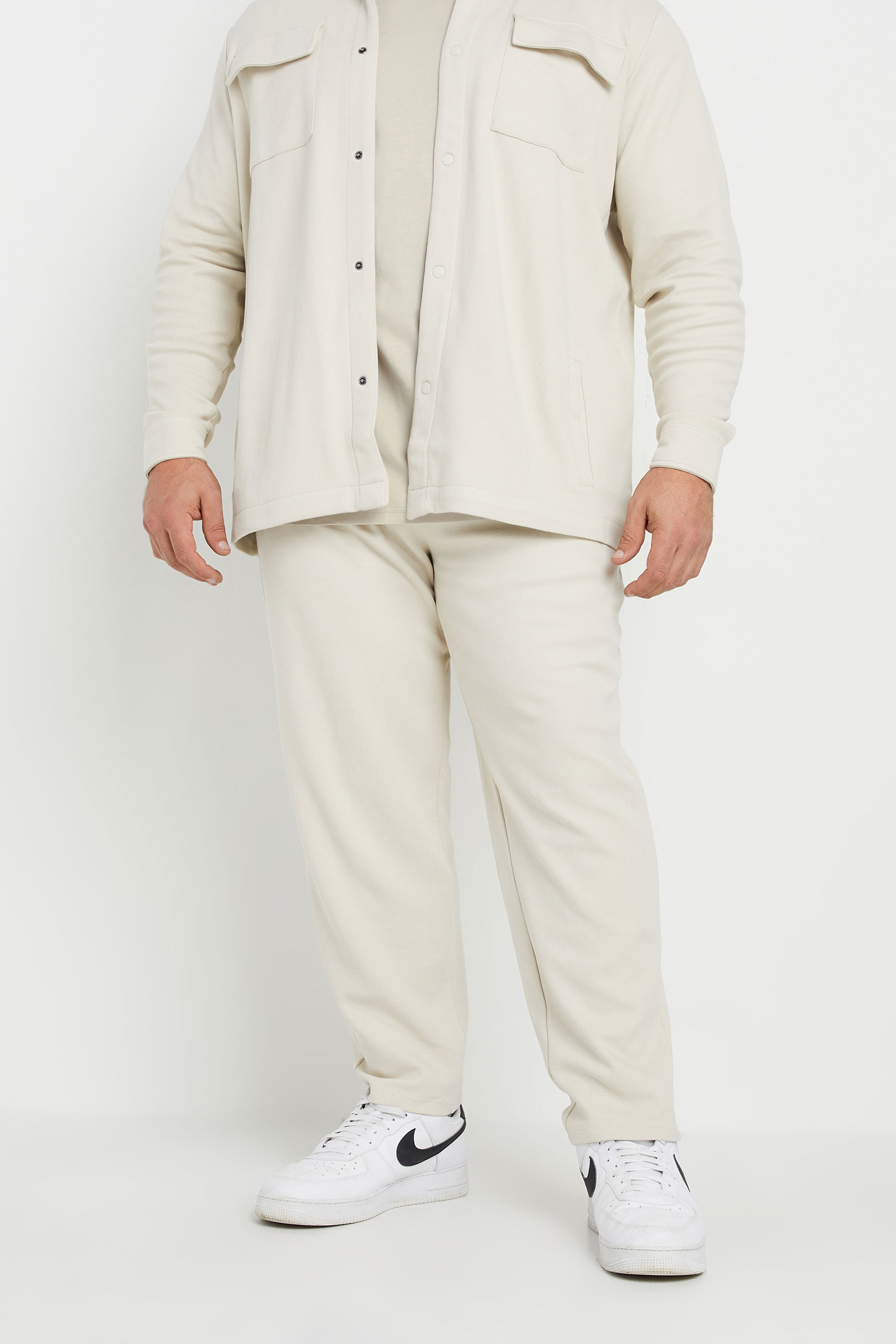 STUDIO A Big & Tall Cream Tapered Joggers | BadRhino 1