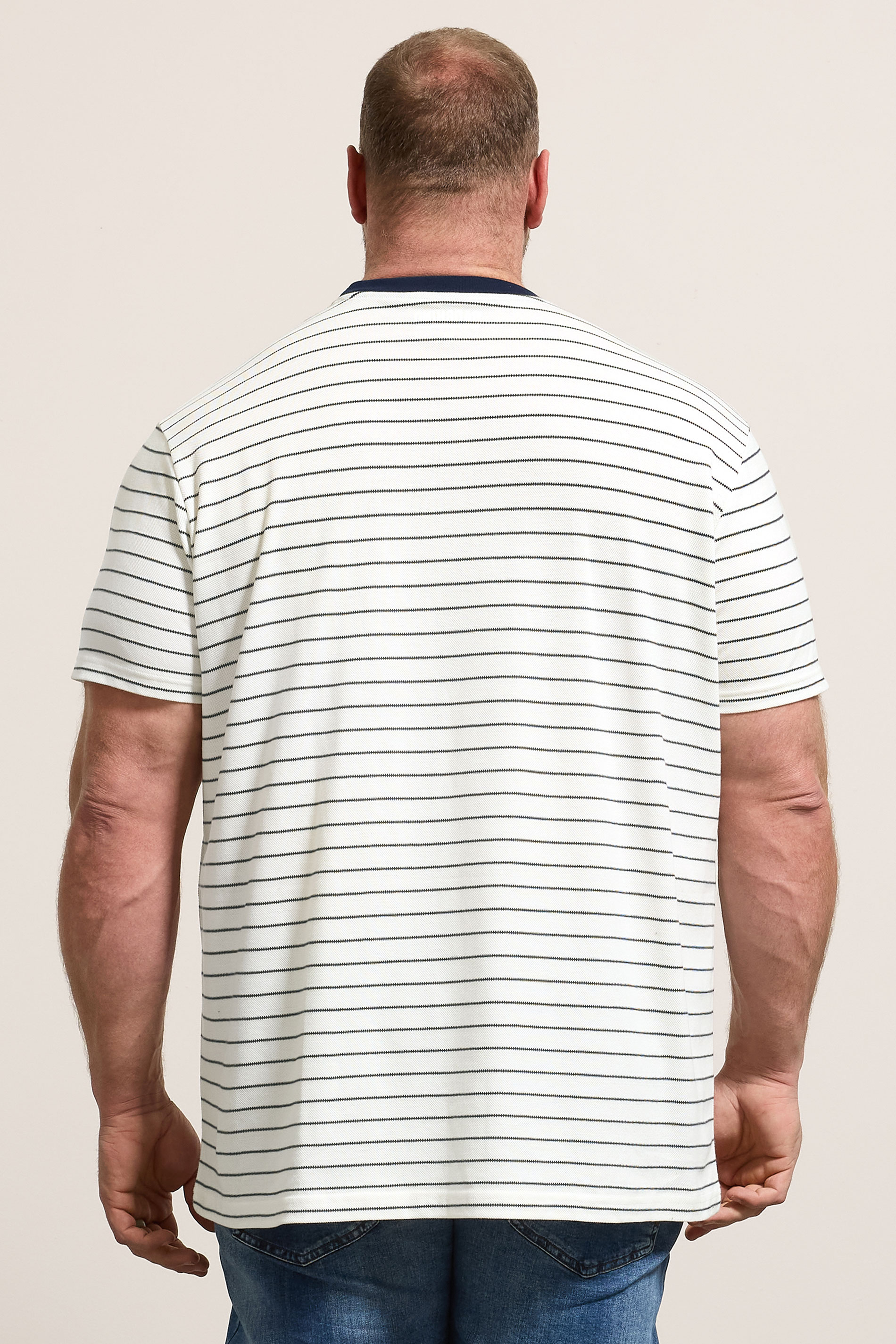 BadRhino Big & Tall Off-White Extra Long Stripe Pique T-Shirt | BadRhino 4