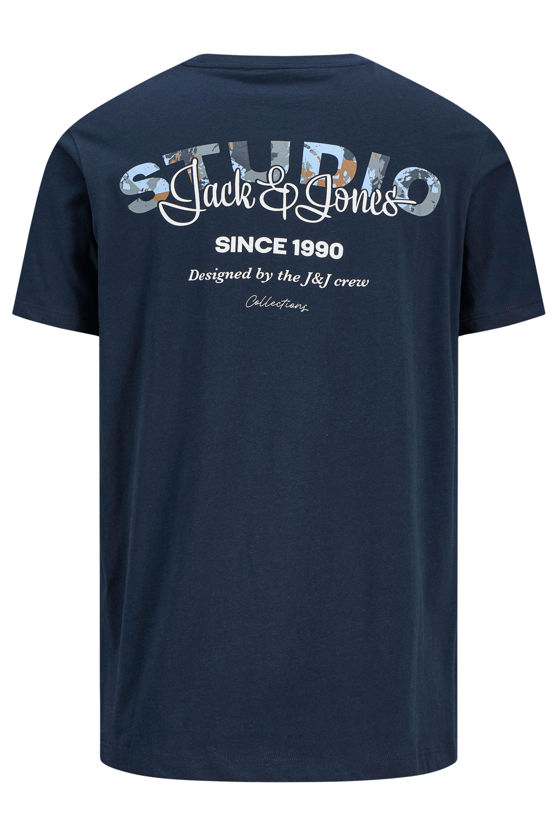 JACK & JONES Big & Tall Sky Captain Blue Back Print T-Shirt | BadRhino 5