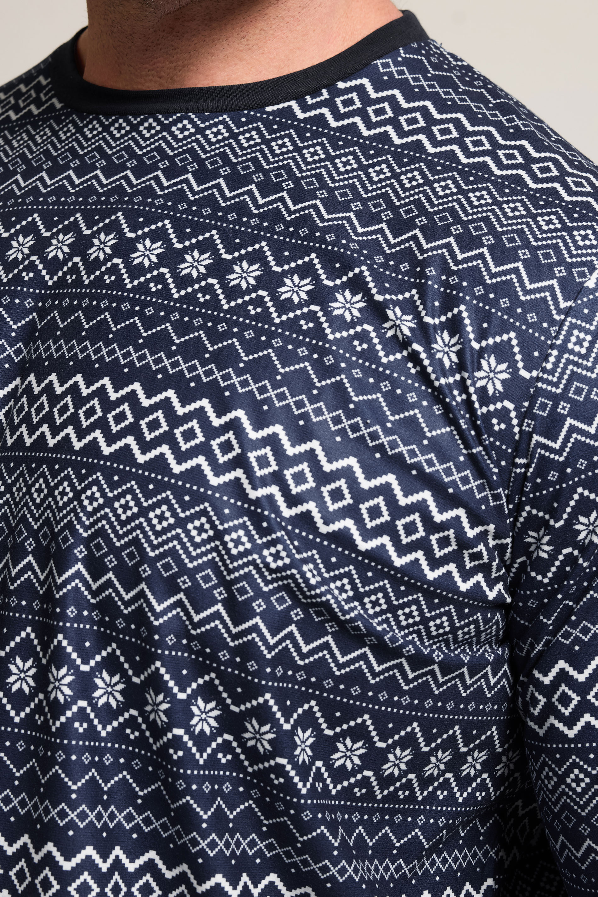 BadRhino Big & Tall Navy Blue Fairisle Pyjama Set | BadRhino 5