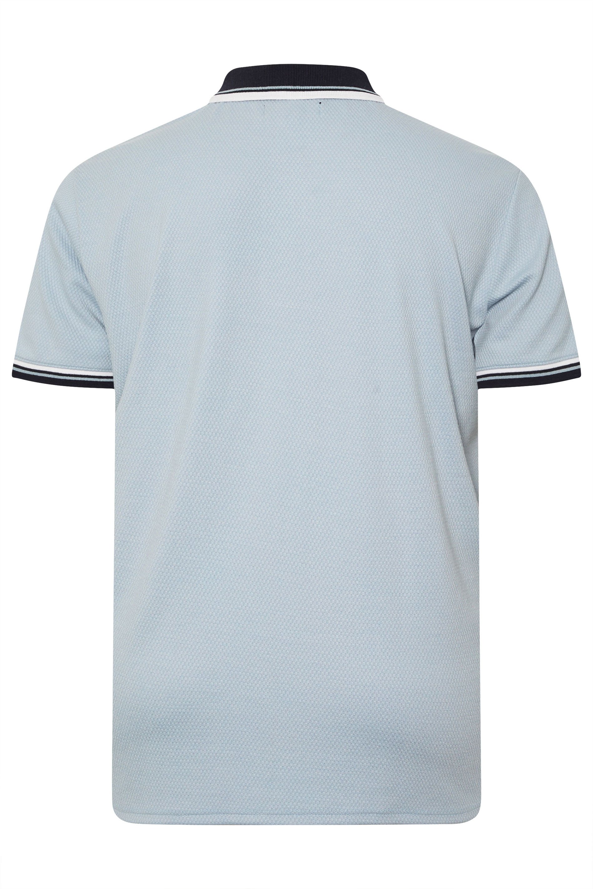 BadRhino Big & Tall Light Blue Seersucker Textured Zip Polo Shirt | BadRhino 7