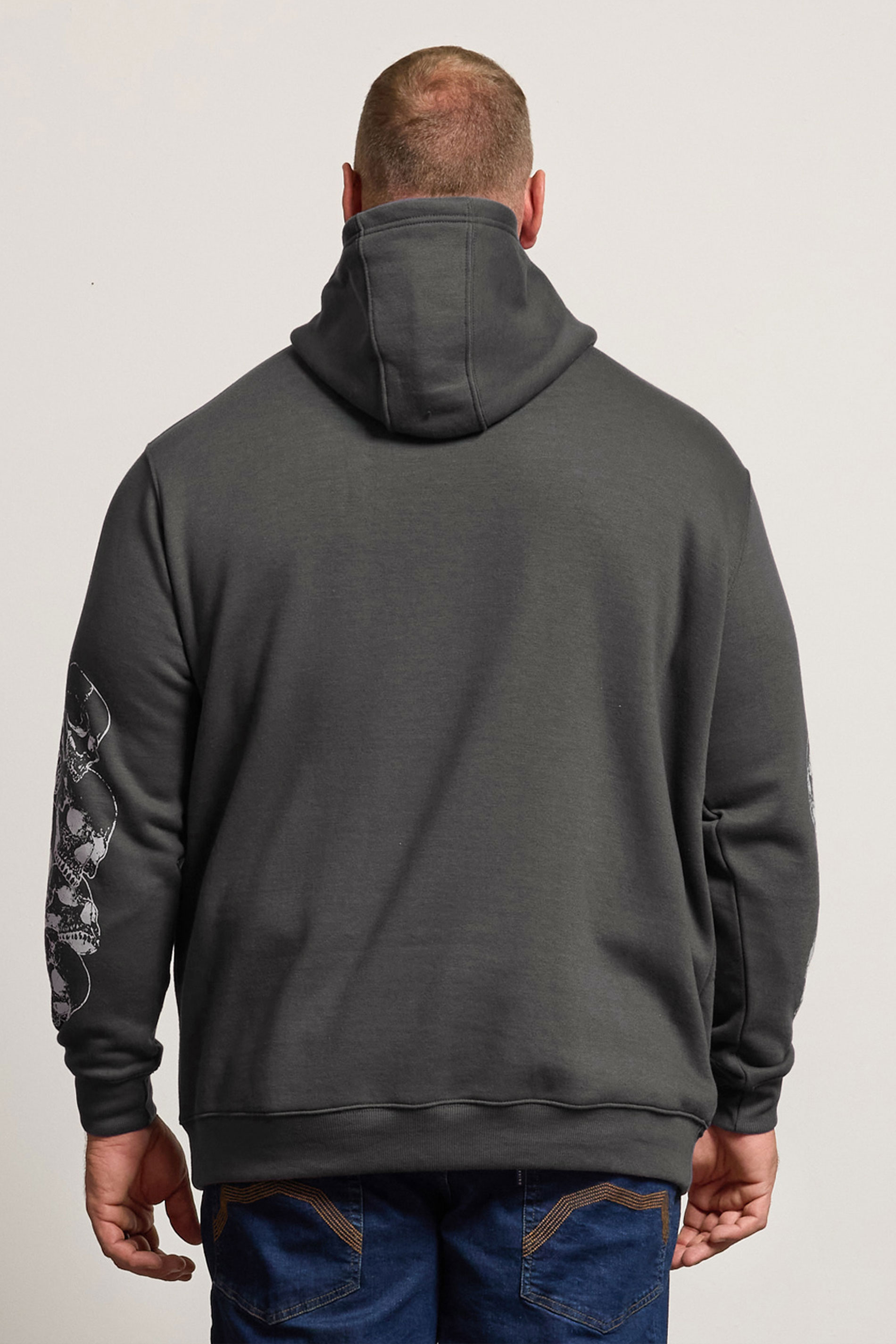 BadRhino Big & Tall Ebony Grey Skull Print Hoodie | BadRhino 3