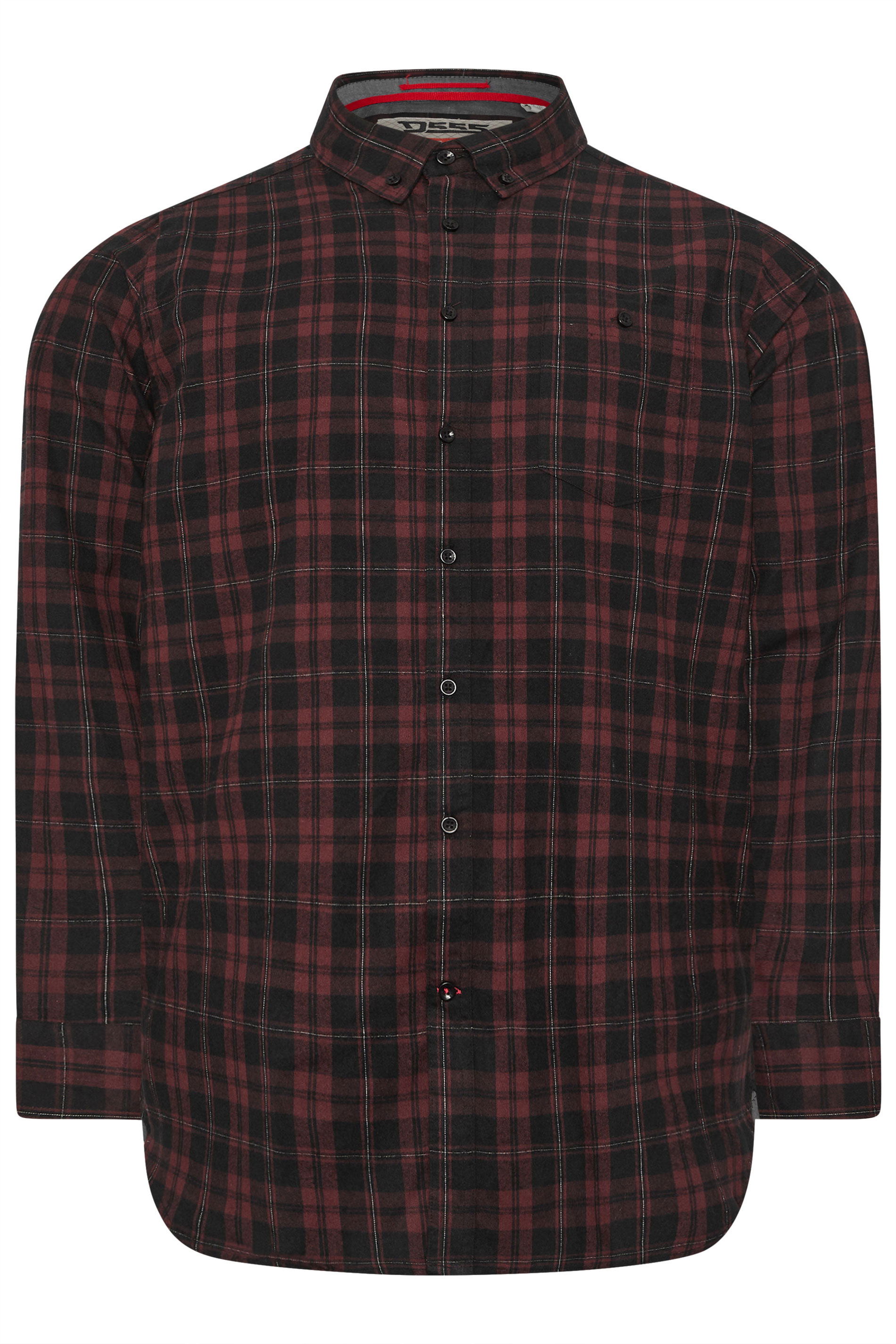 D555 Big & Tall Burgundy Red Check Shirt | BadRhino 3