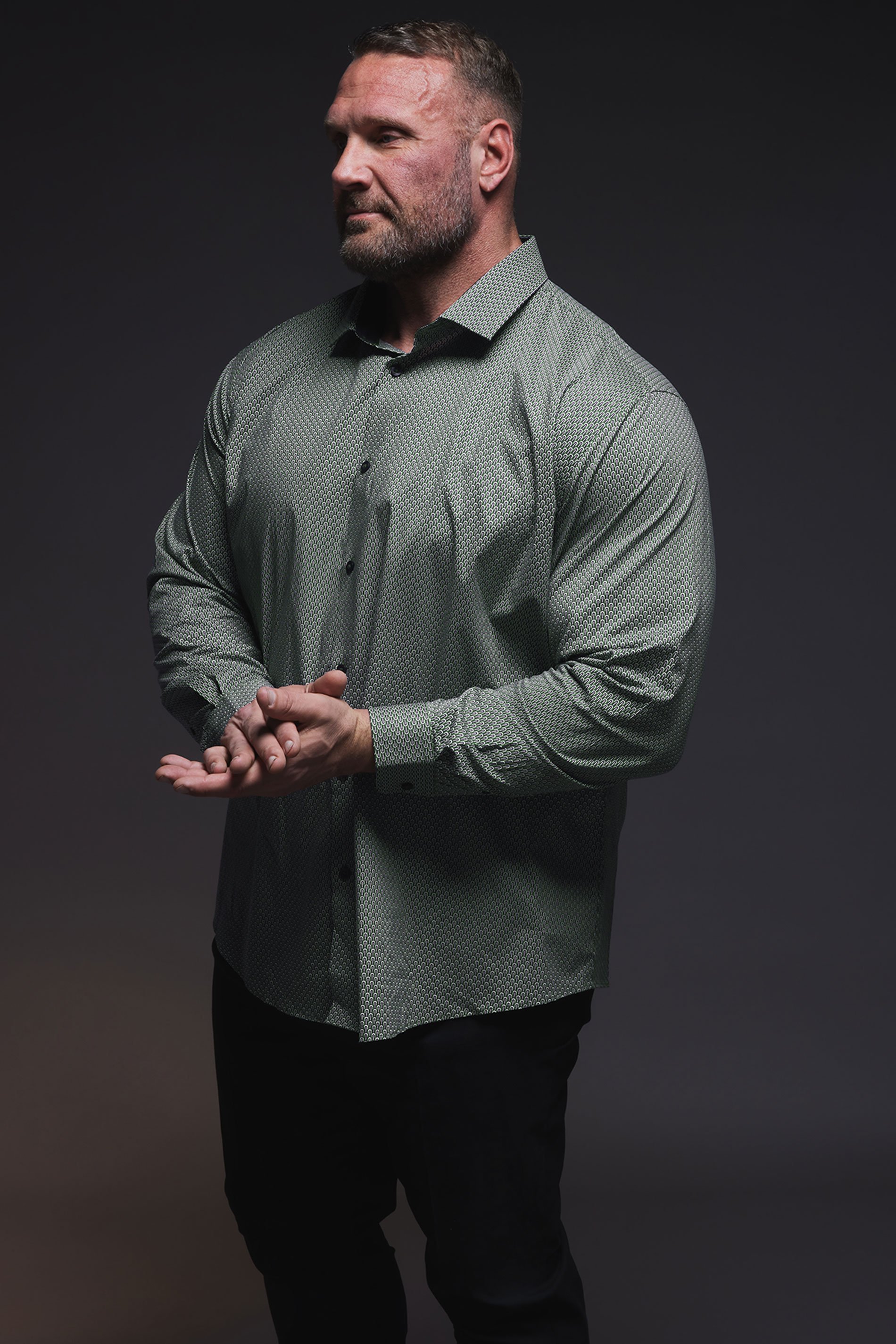 BadRhino Tailoring Big & Tall Green Geometric Print Formal Shirt | BadRhino 1