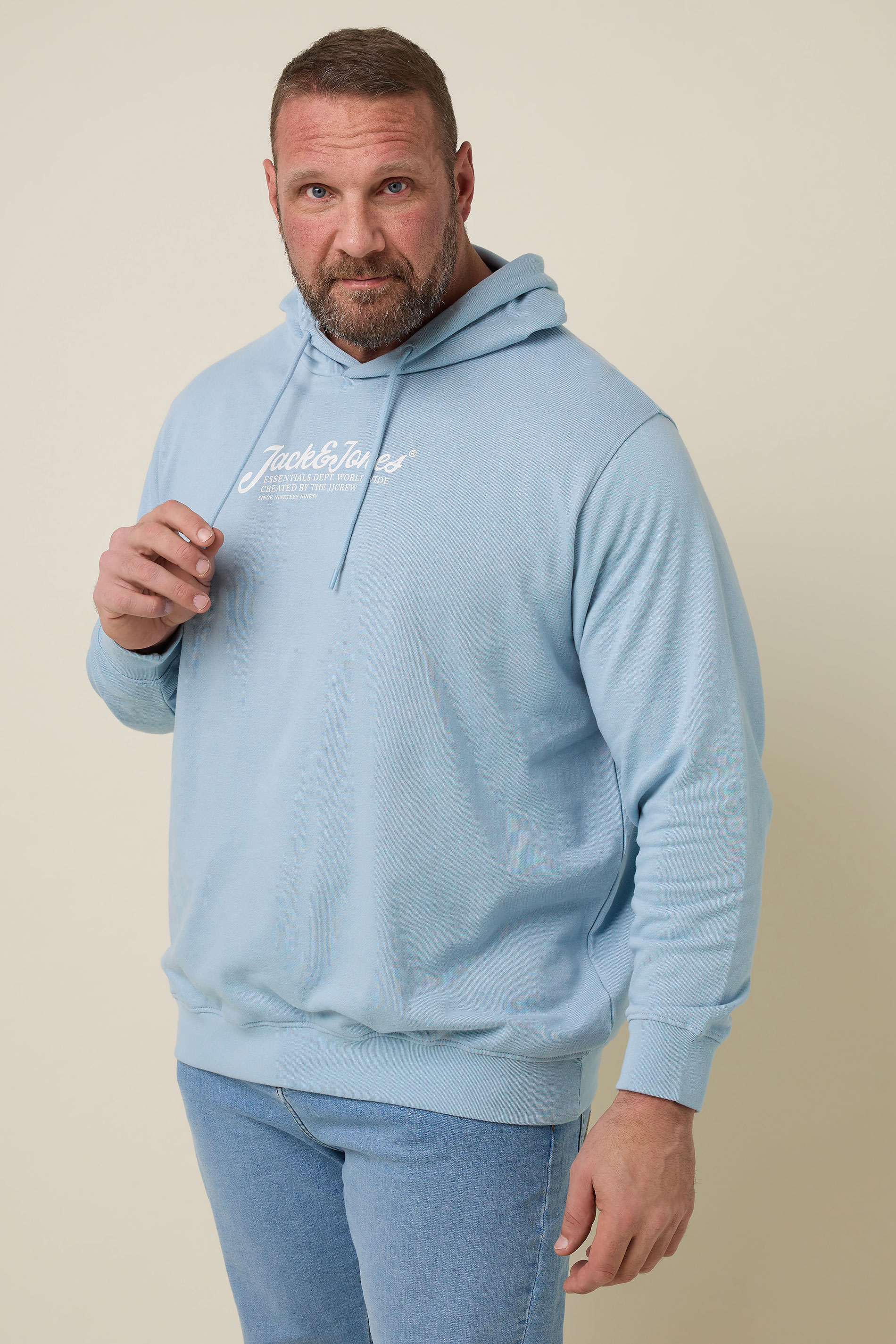 JACK & JONES Big & Tall Light Blue Beau Hoodie | BadRhino 1