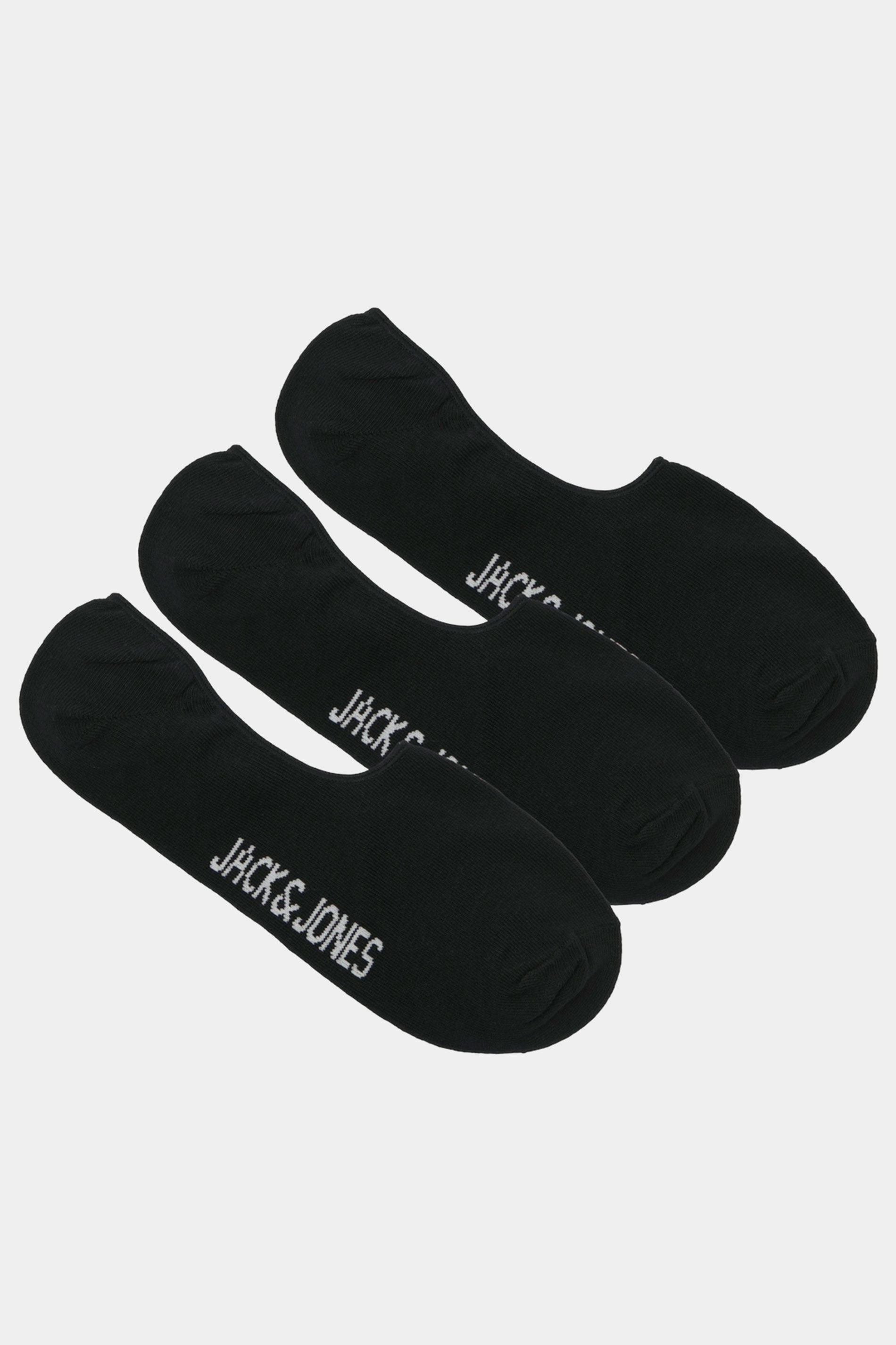 JACK & JONES 3 Pack Black Invisible Trainer Socks | BadRhino 3